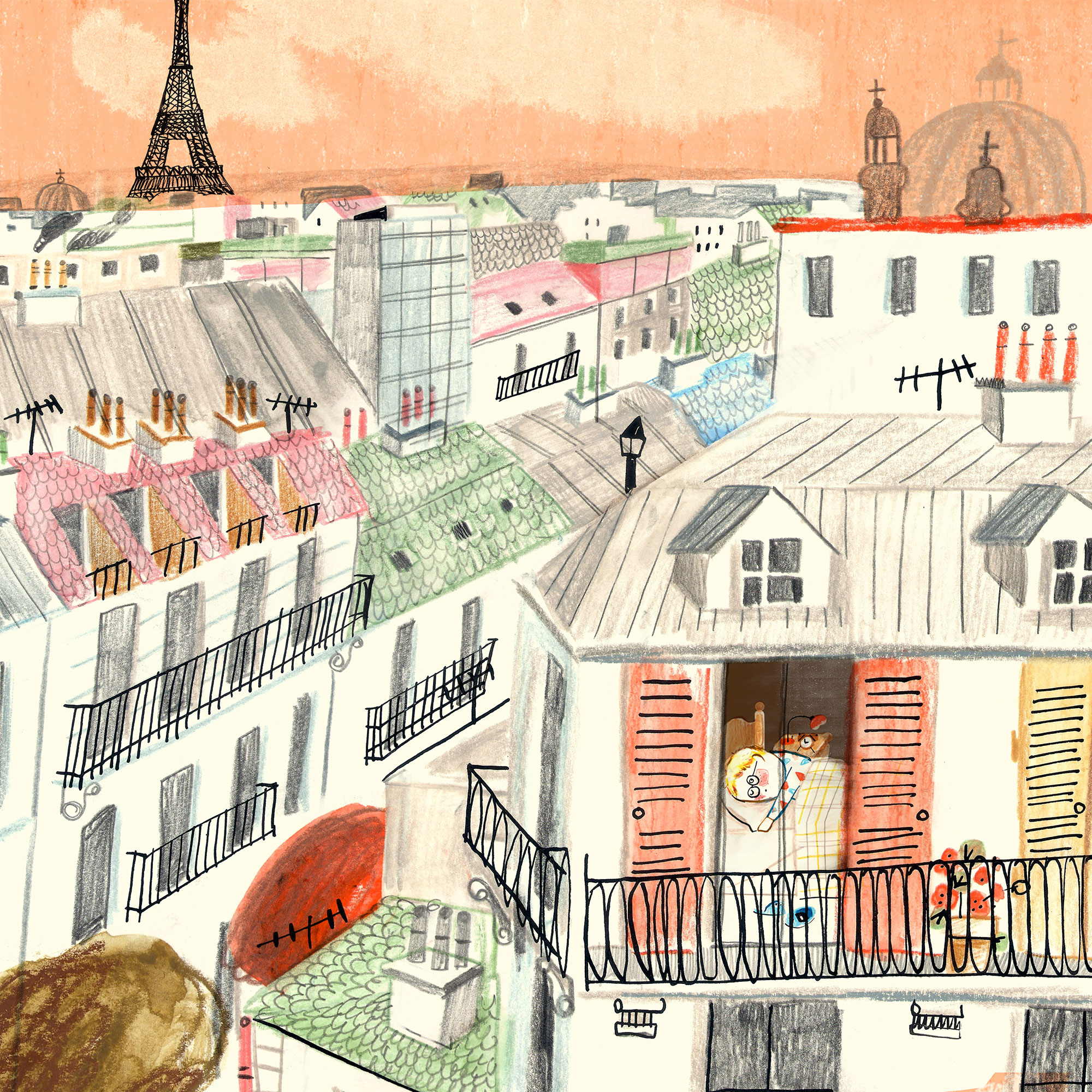Парижские домики шарж