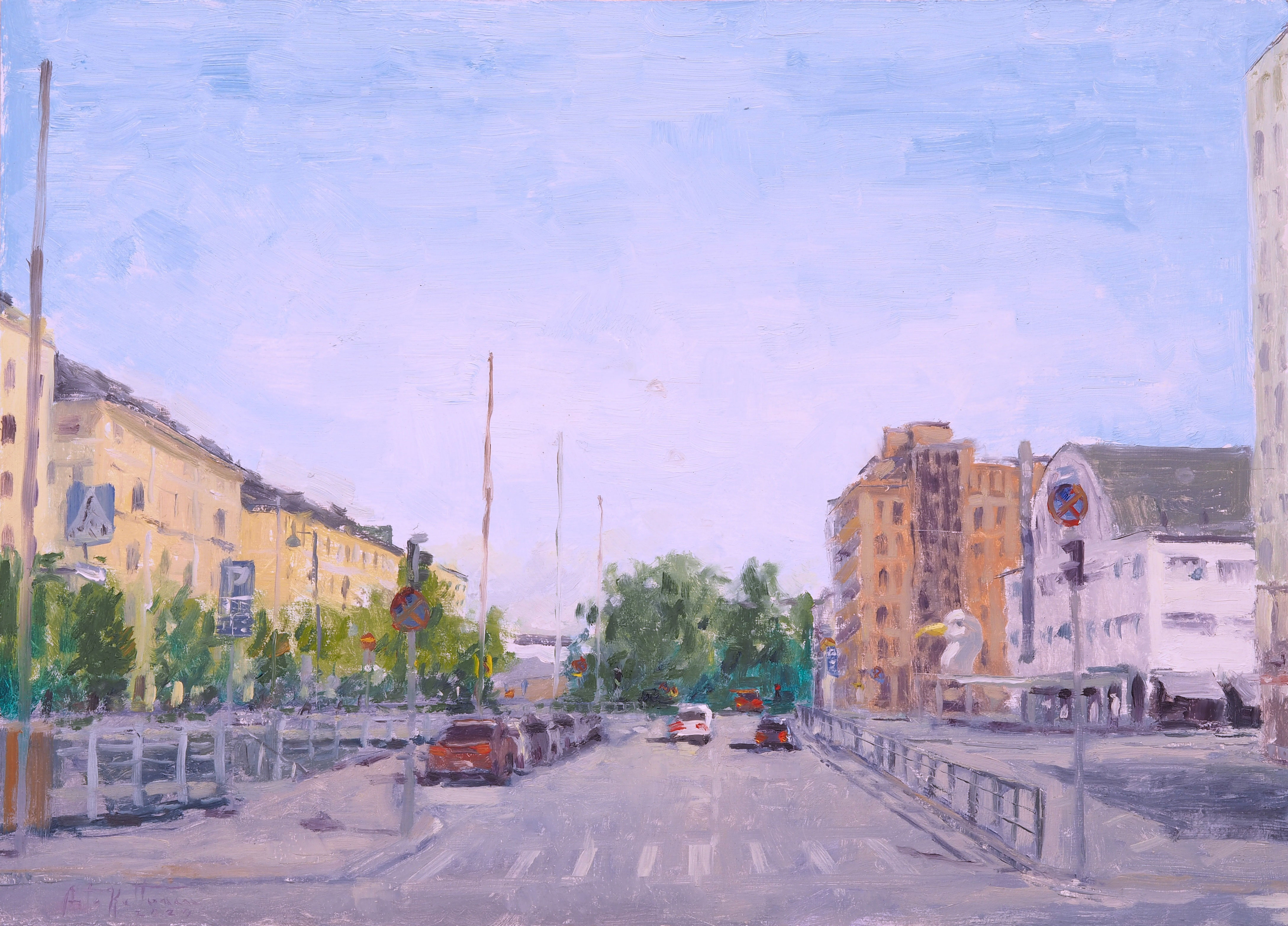 "Eteläinen Rautatiekatu", oil, 34x47cm, 2020