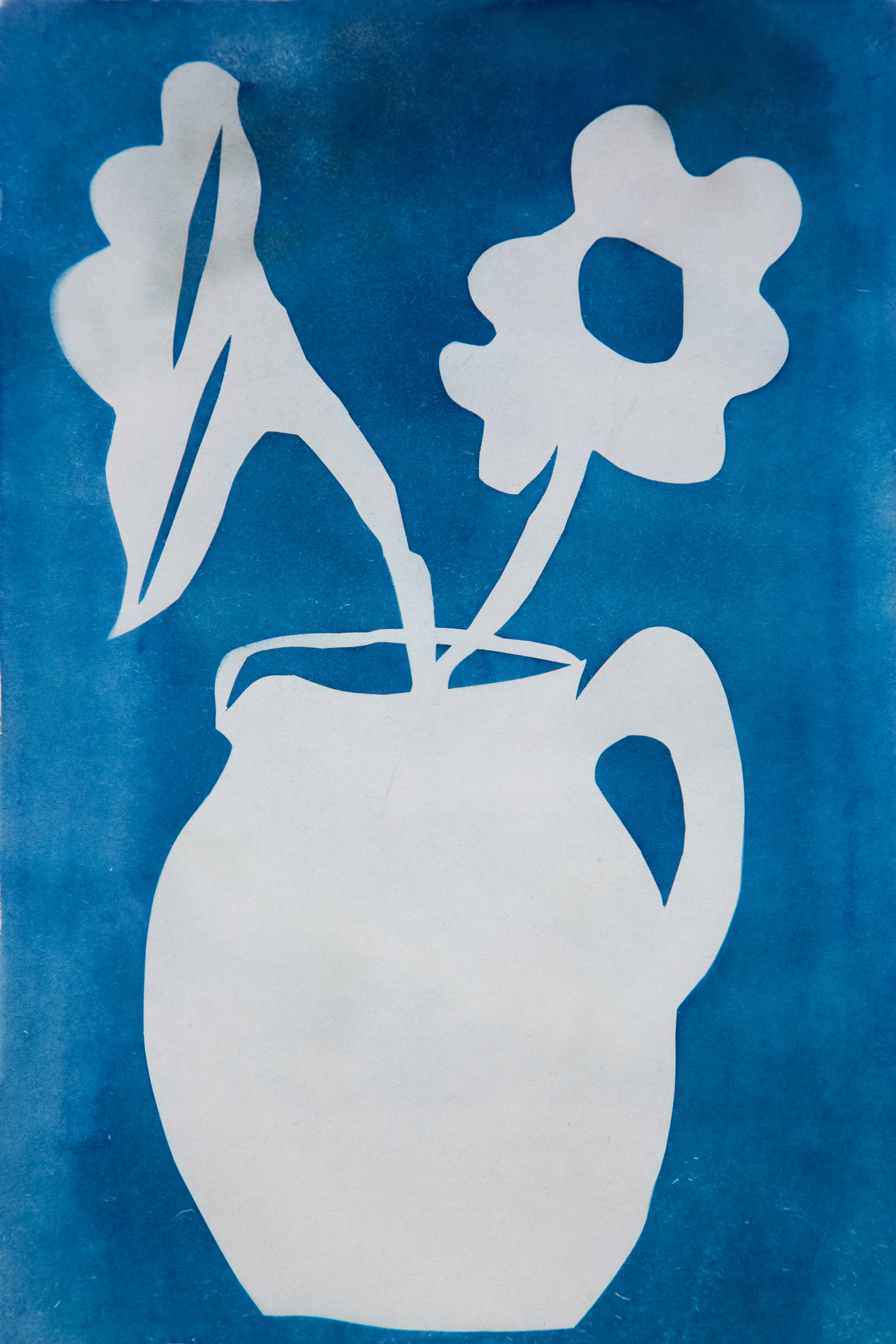 Art for Gaza 33 - Flowers in vase cyanotype