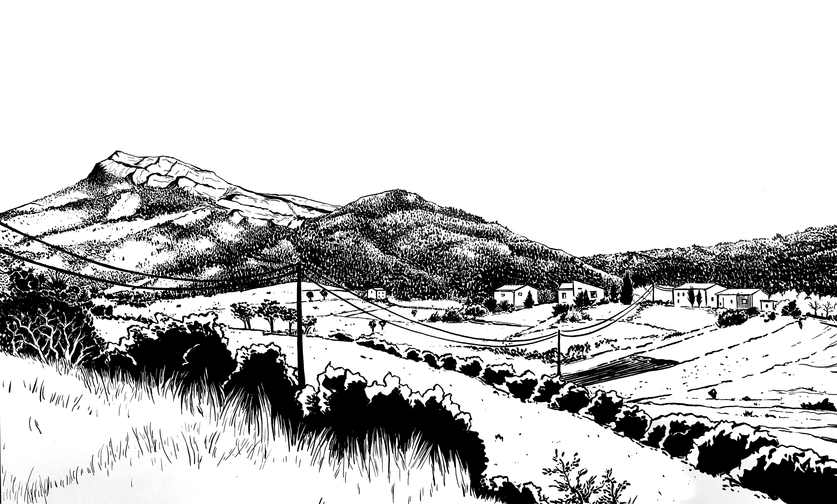 Elsa's Mountain - Ink on paper 70x40 cm