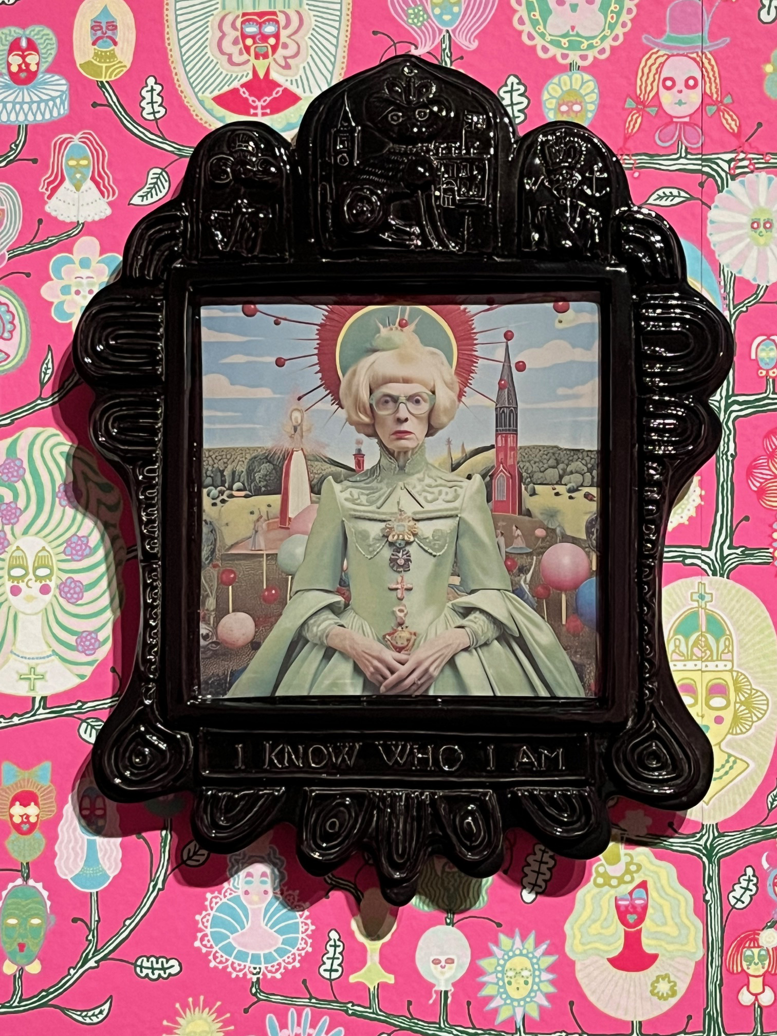 Totally Unique Thing, Glazed Ceramic Frame with AI-Generated Image, Delusions of Grandeur, Wallace Collection, 2025