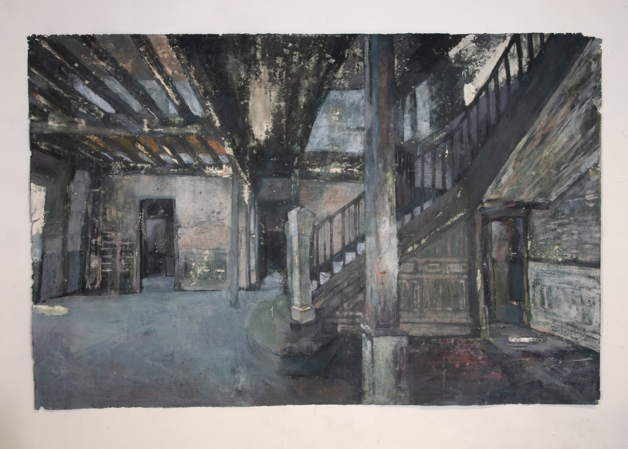 "Casa largada", 2021  mixed media on paper, 130.5 x 200 cm  