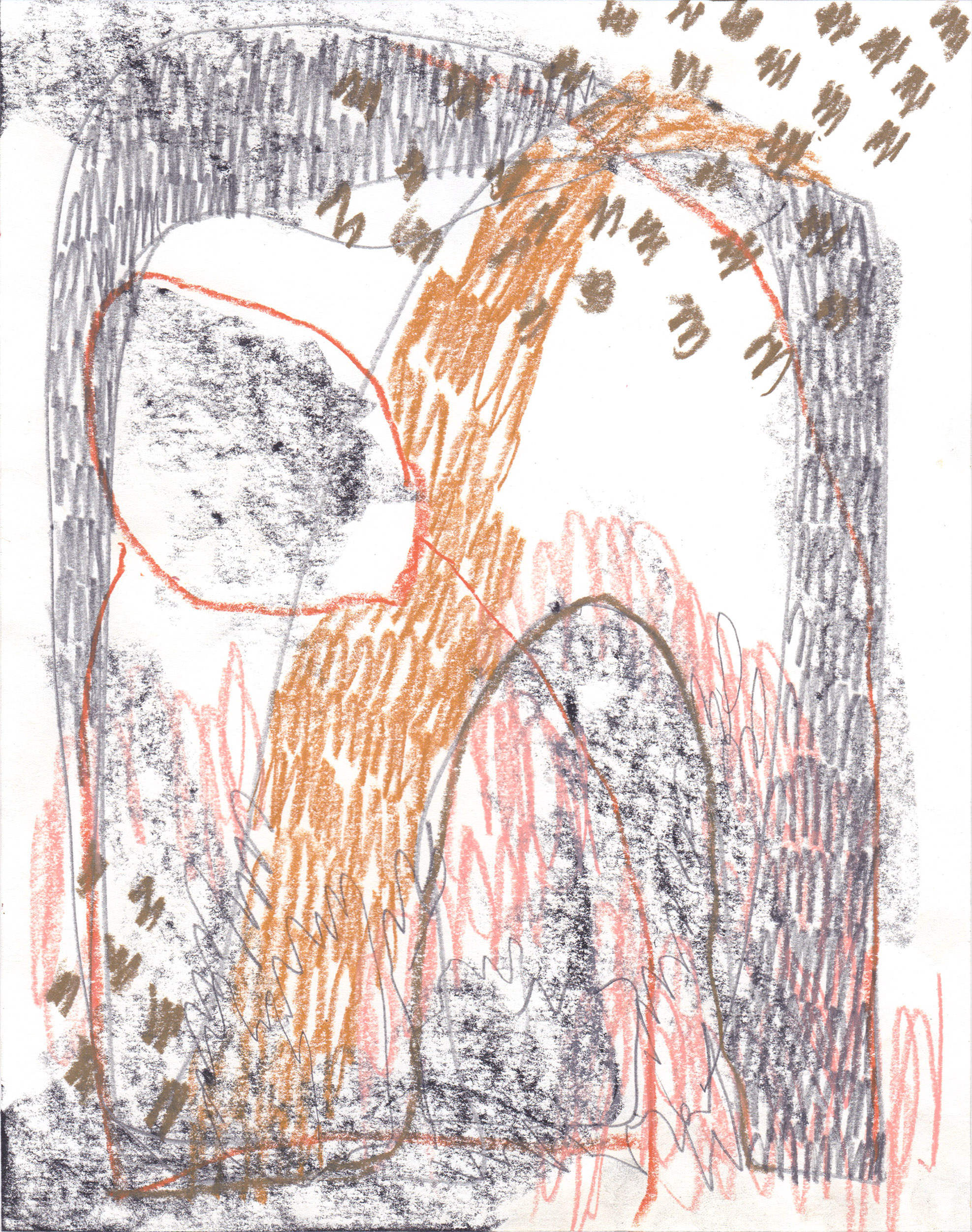 Arch Drawing, Graphite, pastel, and crayon, 8"x10", 2020