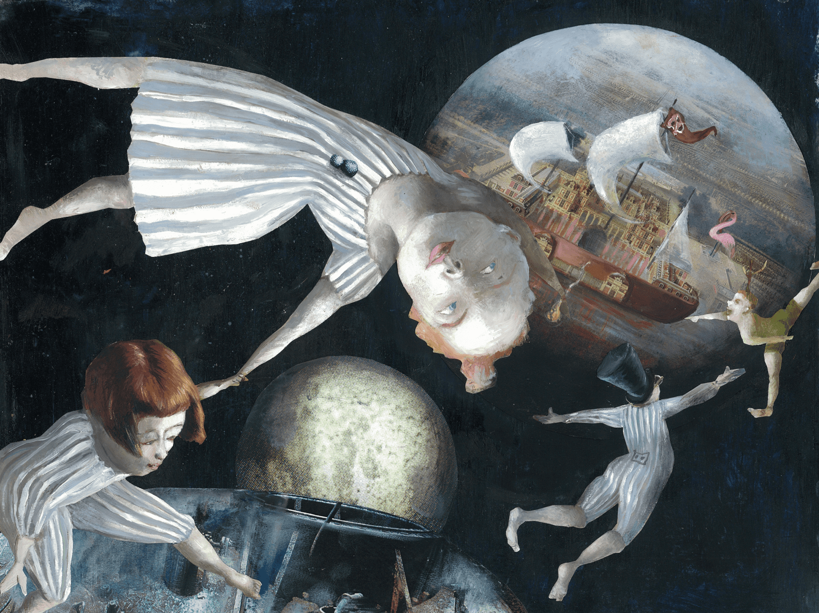 The flightOil paint on paper, collage with photo material, 40 x 50cmSerie: Peter Pan/Text: James Matthew BarrieÉditions Être, Paris, 2005