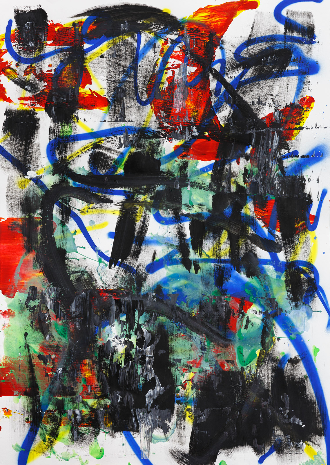 o.T.Acryl, Sprayfarbe, Kohle auf Papier140 x 100 cm