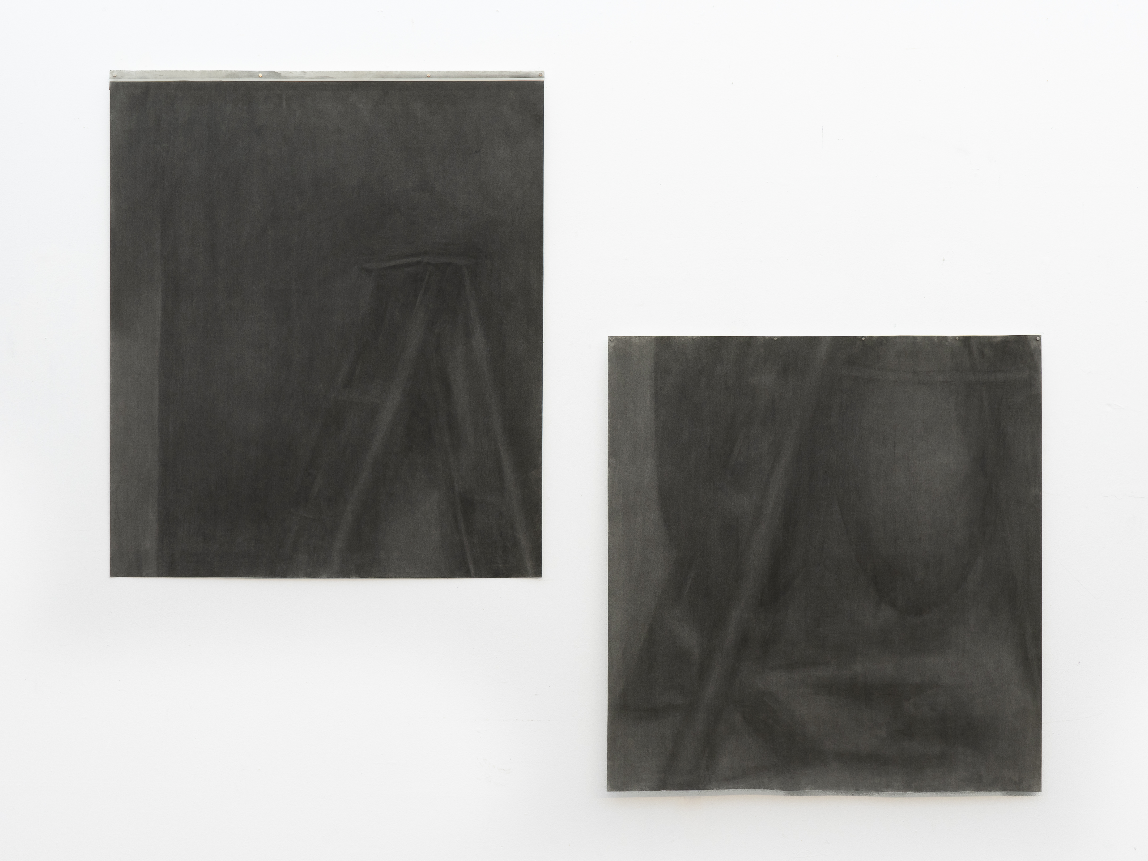 Am I the reliable narrator?, charcoal on 2 sheets of paper, (L) 49 x 42 inches (R) 44 x 42 inches