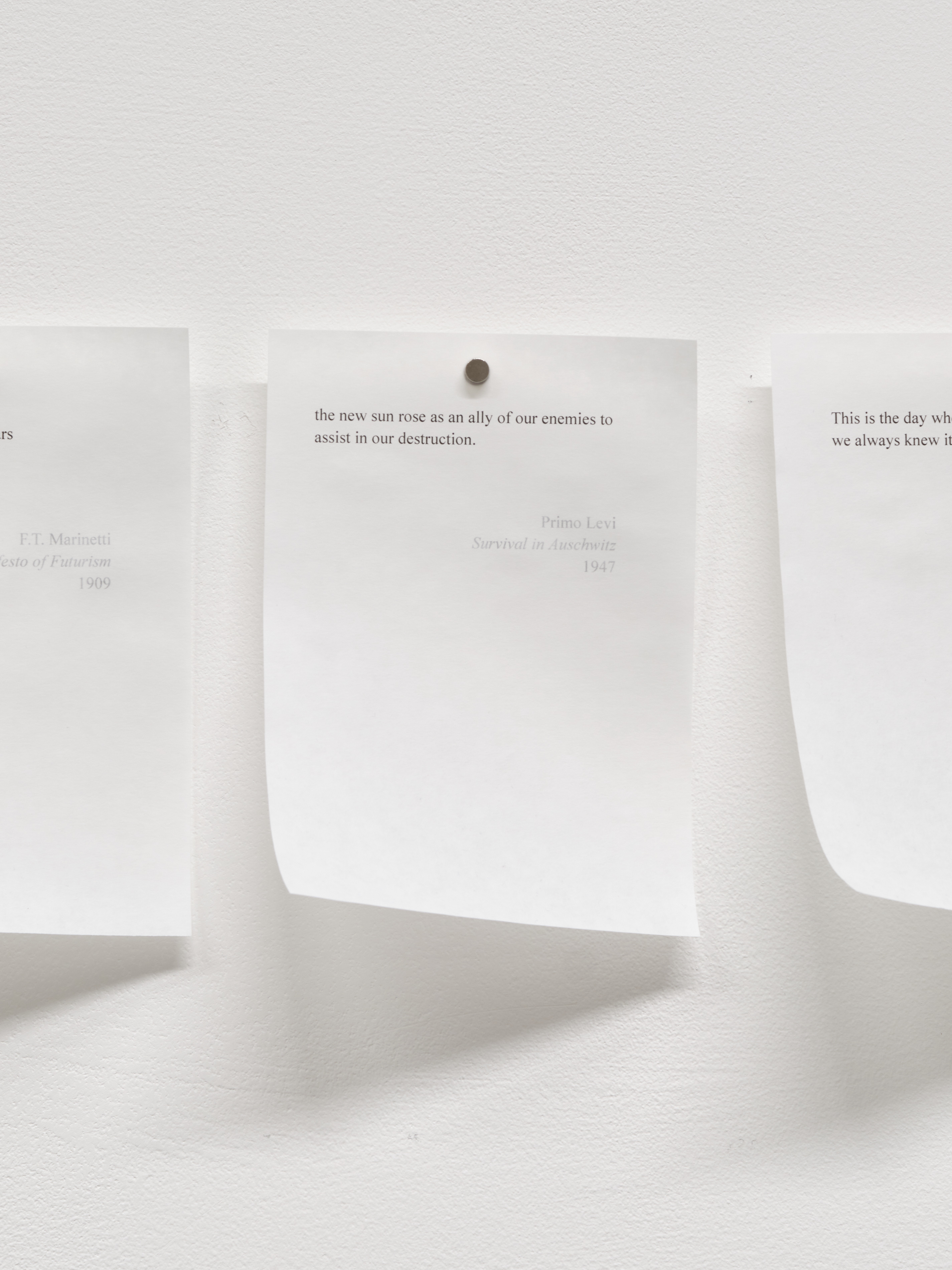 Poem in High Contrast, 2025. Inkjet print on tracing paper with magnets.