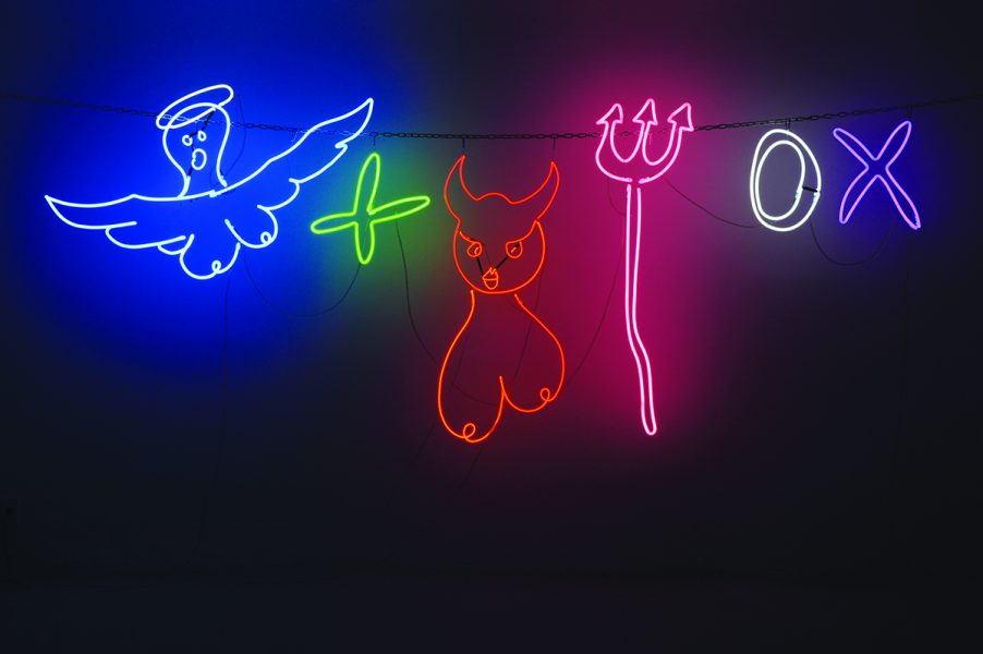 Chelsea Culprit, Charm bracelet 2017, neon, chain, electric cable, 120.0 x 330.0 cm, installation view, Australian Centre for Contemporary Art, Melbourne. Courtesy the artist and BWSMX, Mexico City
