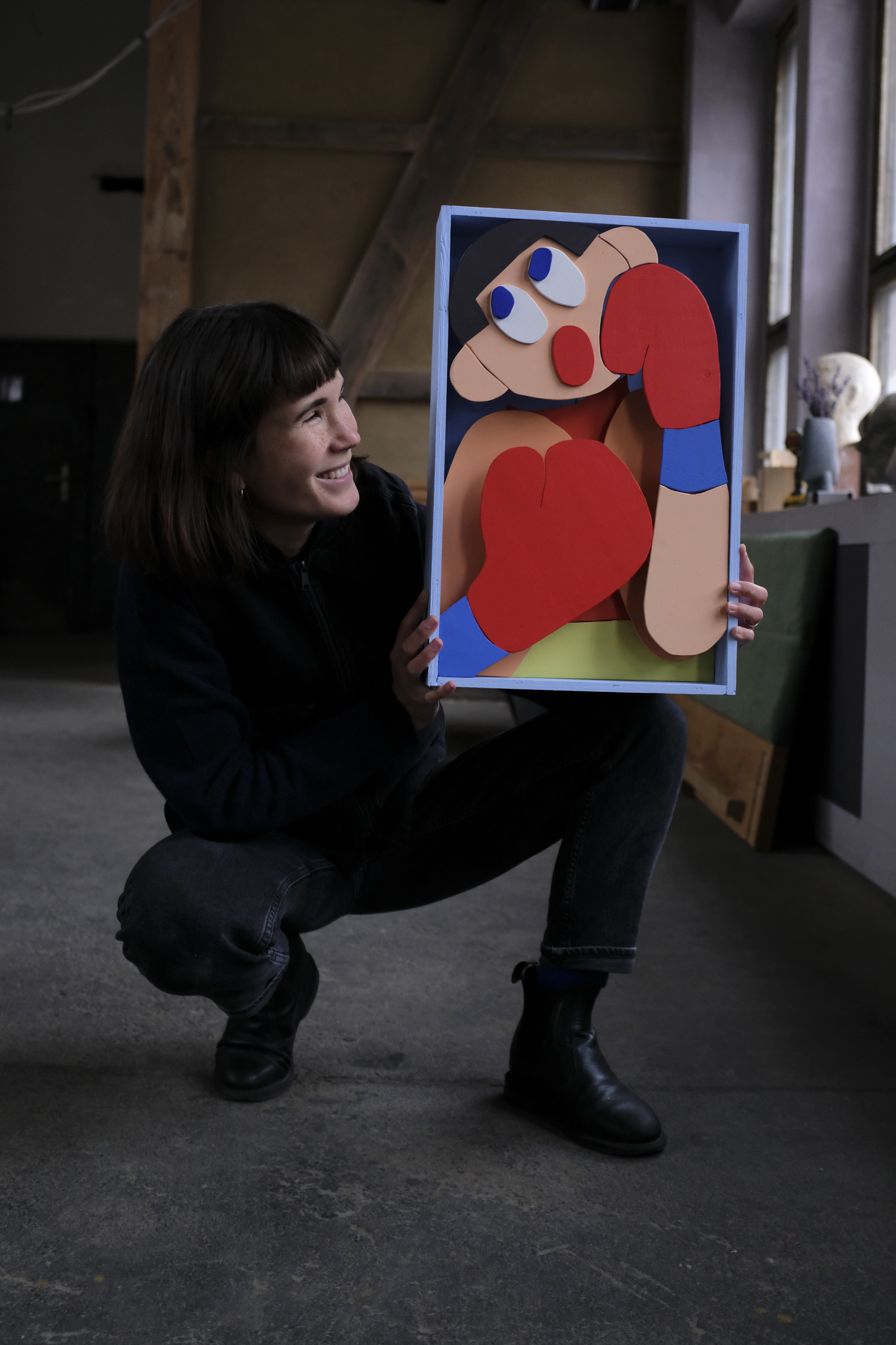 Boxer (2023), Acrylics on Wood, 50 x 32,7 x 9cm