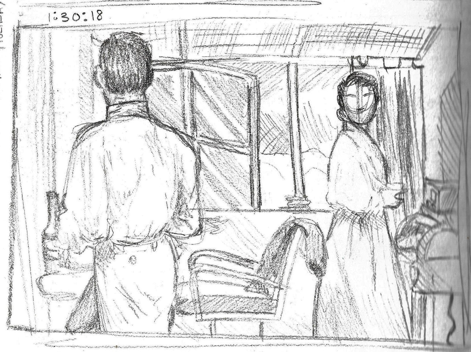 (roman holiday) anne has just turned off the radio during an announcement about her. the camera deliberately obscures joe’s face, masking his reaction. there’s no need to obscure anne’s face or for an up close shot; she has always known she will have to go back to her duties.