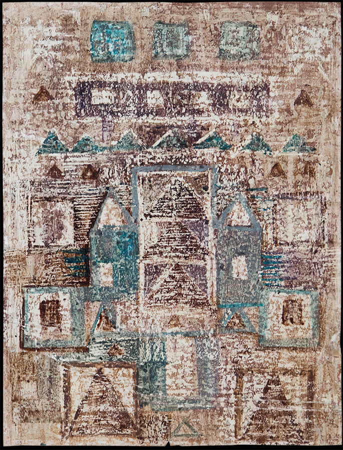 Design for handmade carpet. Gouache, wax. Painting on cardboard. 1960's