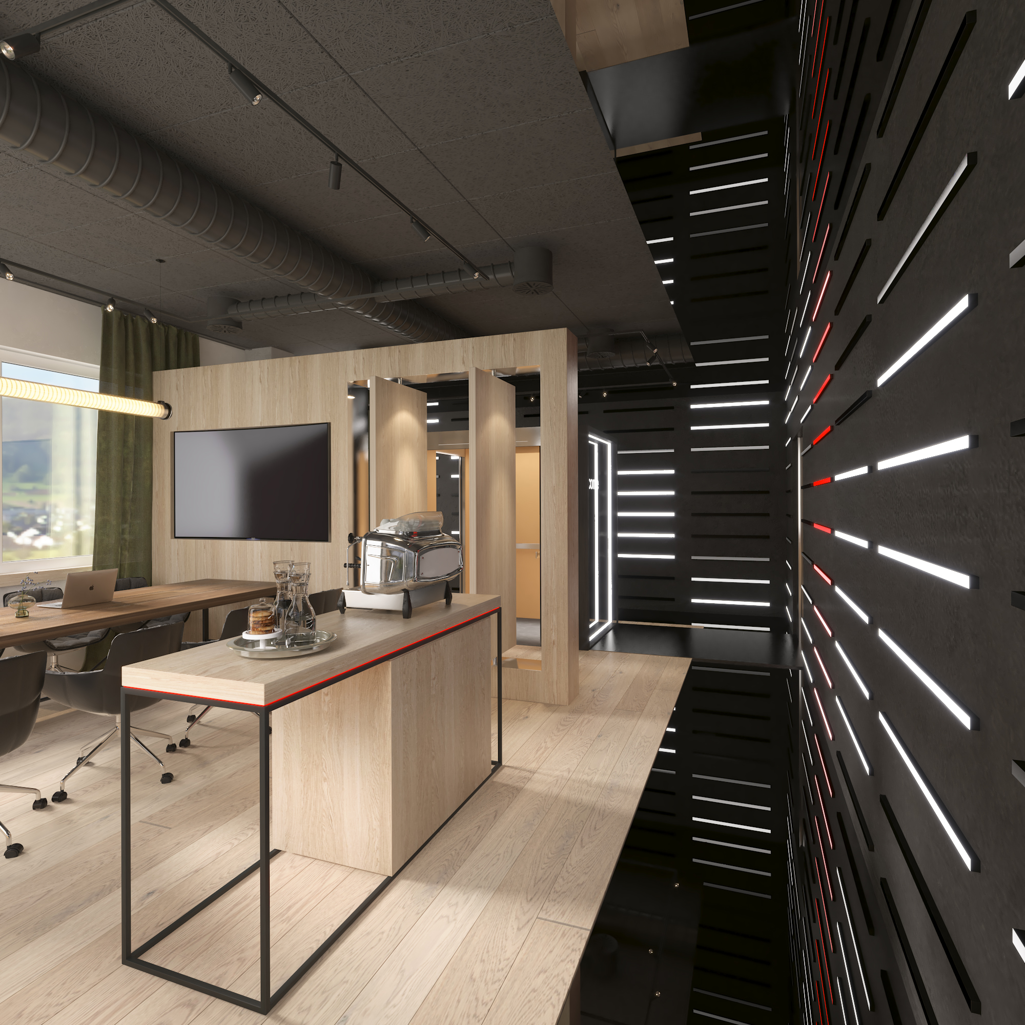 Rendering Led Wand, Variante mit Parkettboden