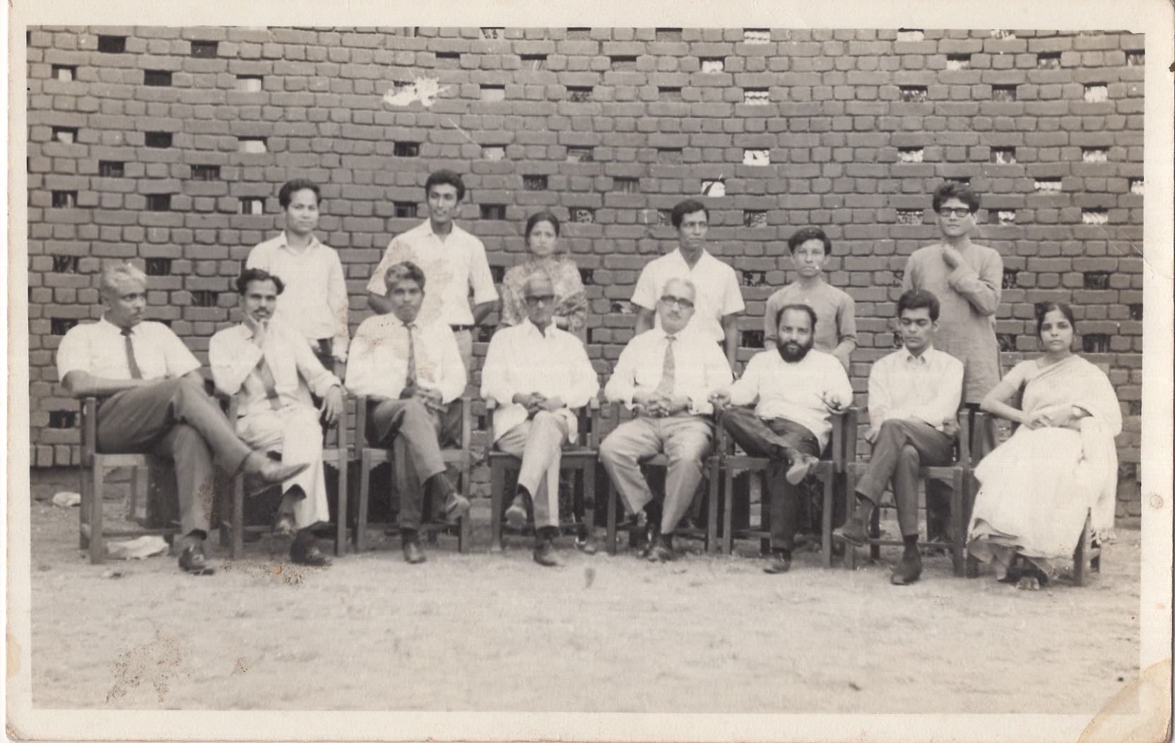 Nepali students standing behind their professors at the Sir J.J. School of Art, c.1969