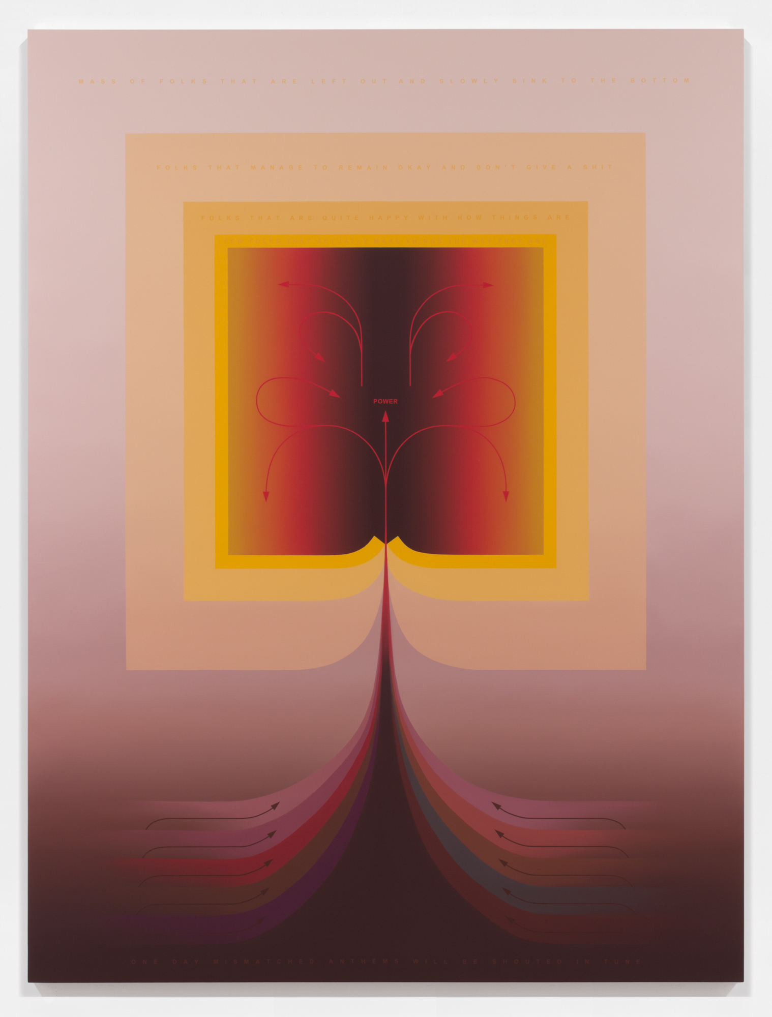 One Day Mismatched Anthems Will Be Shouted in Tune (II). 2014. Oil and acrylic on canvas, 80" x 60" (203 x 152 cm)