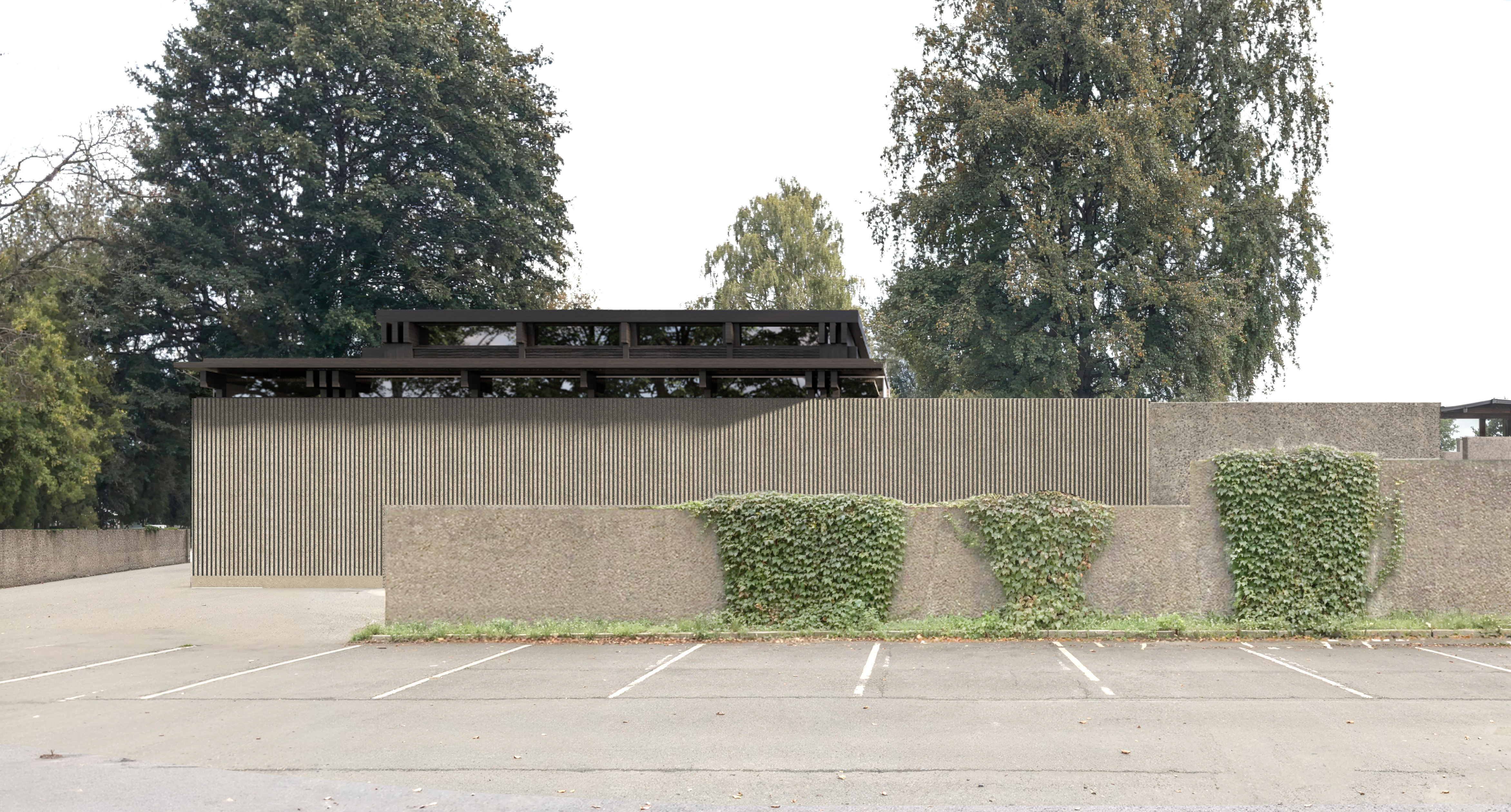 Photomontage of west facade with new extension