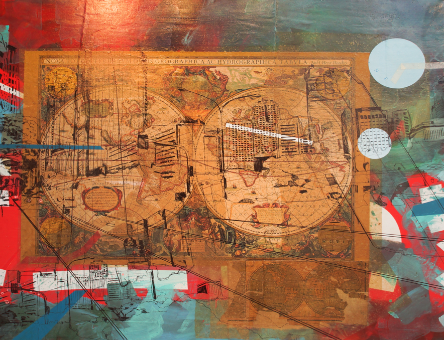 “The Space Between Us” 2013Mixed Media on Vinyl 100x120 cm