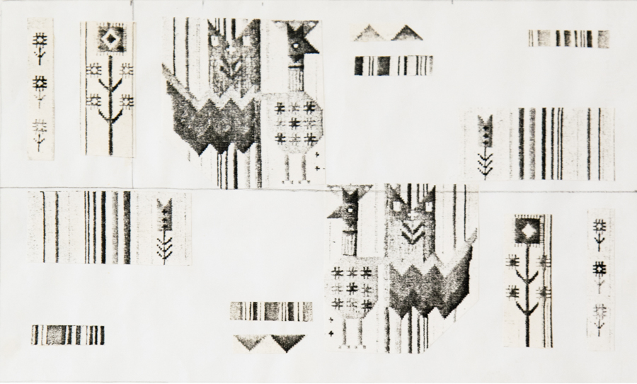 Design for handmade carpet. Collage. Xerox copy on cardboard. 1980's
