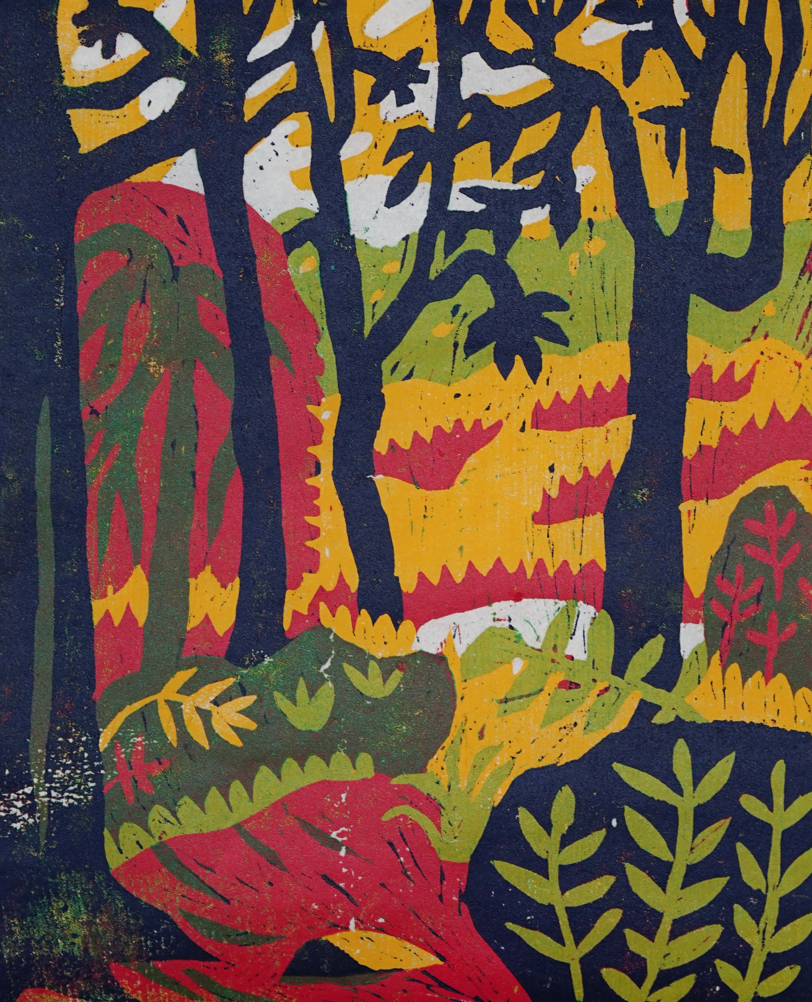 When Will You Follow the Swamp Path, five-layer reduction woodcut