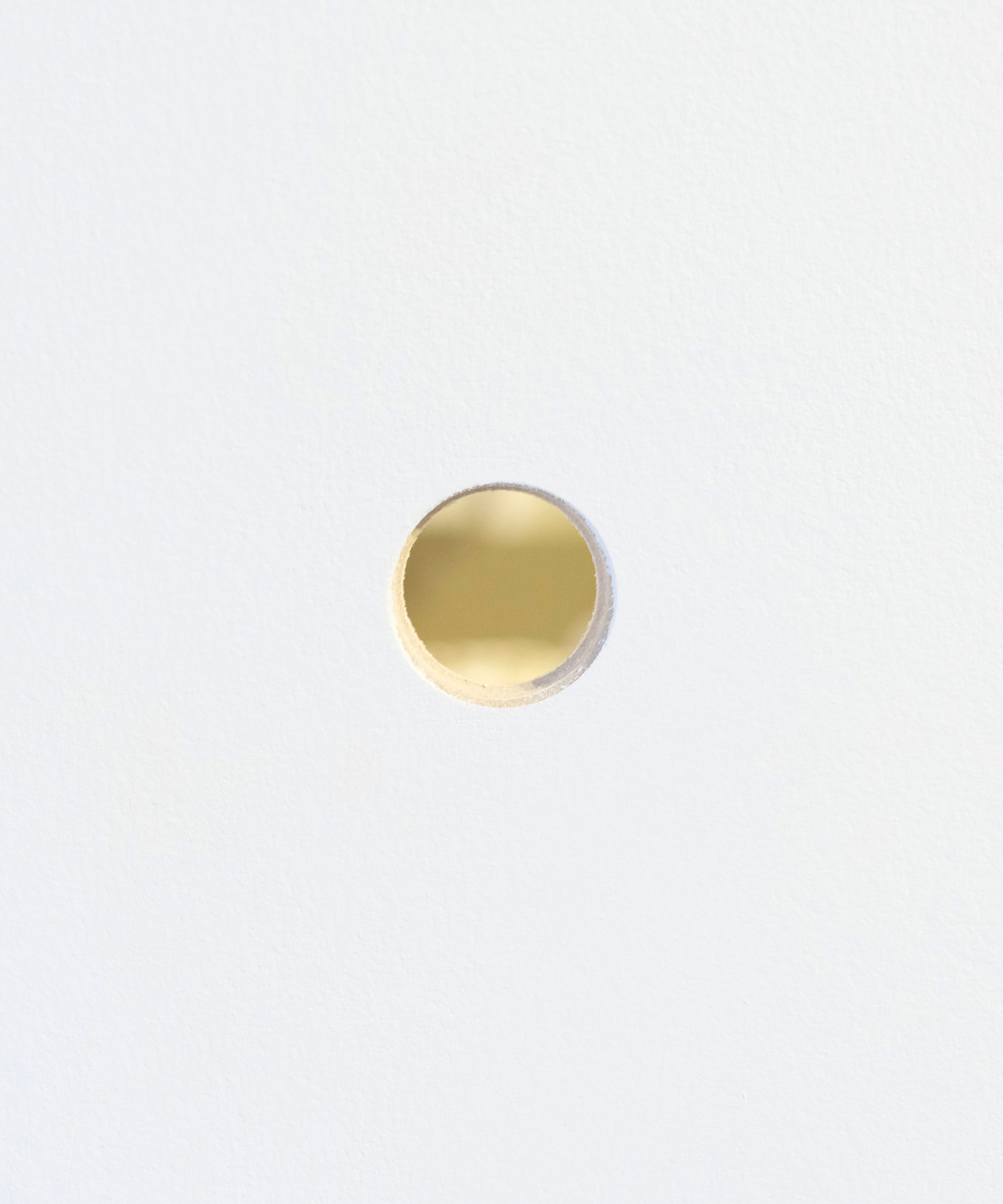 'The Descent of Apollo' (2025) – Installation view: 3cm hole in gallery wall