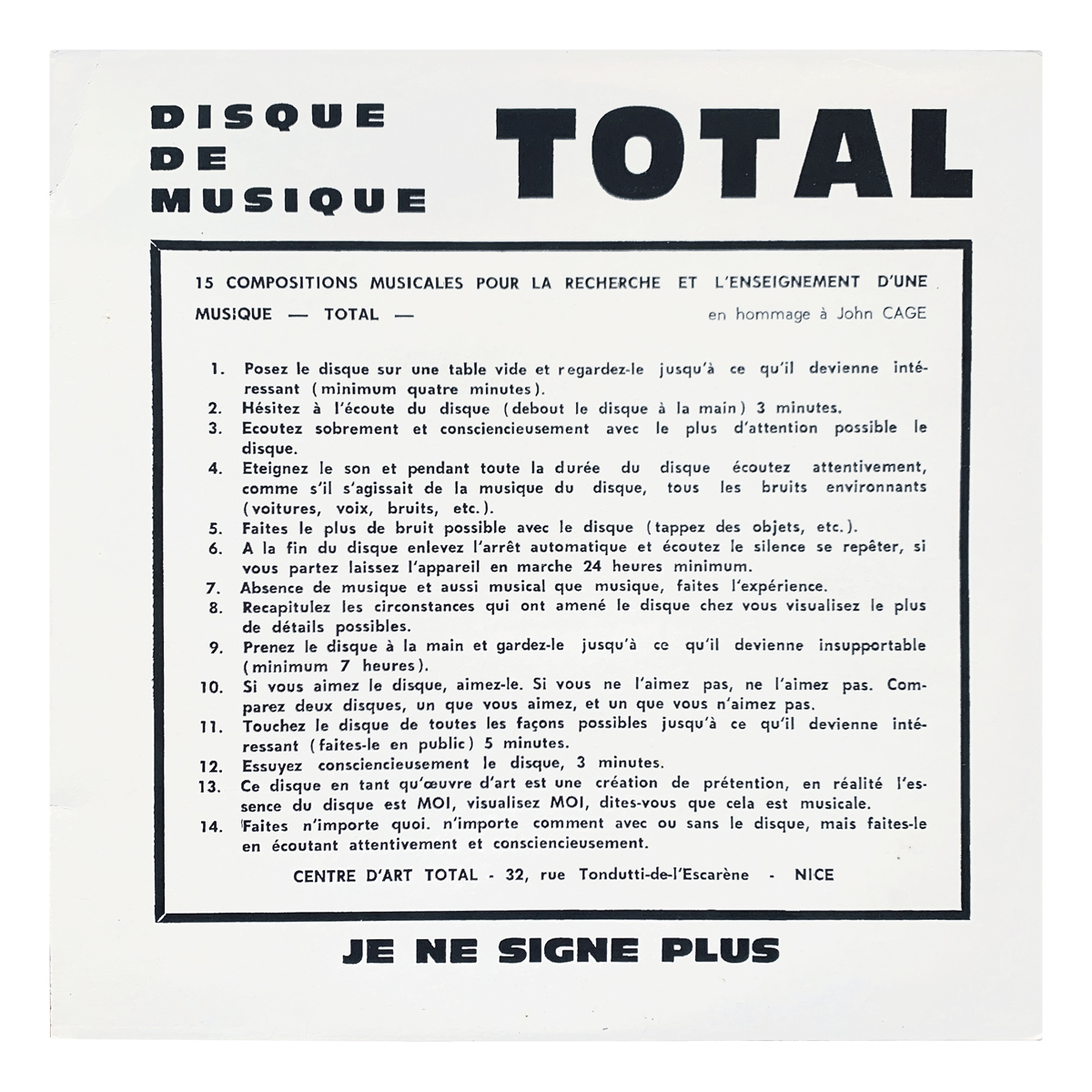 Slowscan Vol.14 Ben Vautier - "Musique Total" (1963)