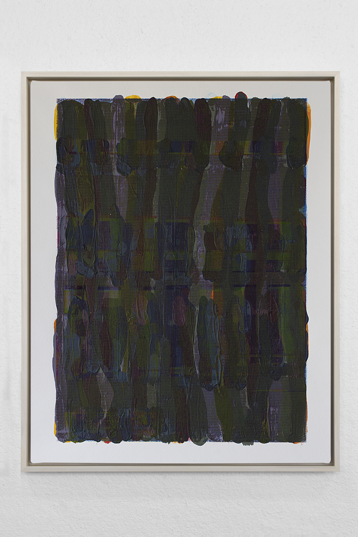 Woven Type (refraction), 2021, acrylic and screenprint on canvas, 17x22 inches