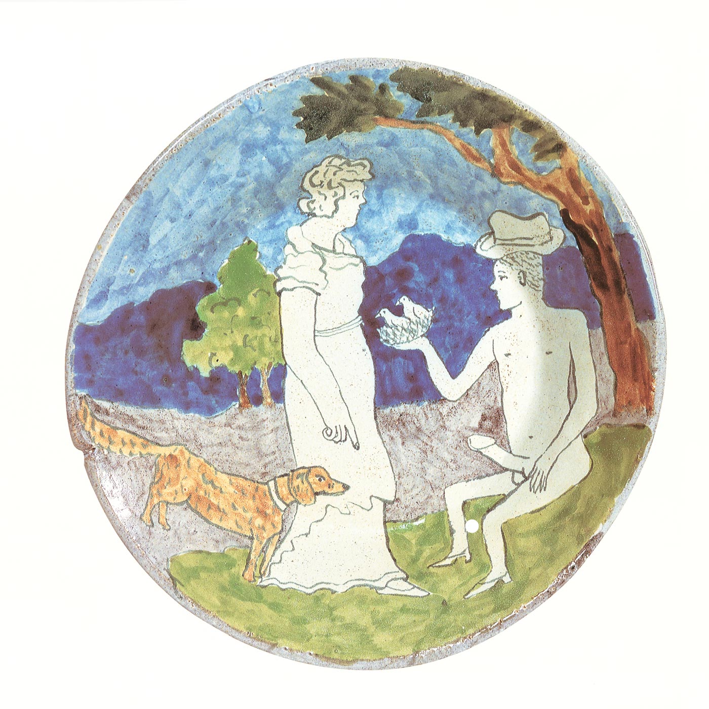 Scene with birds' nest, 1990sGlazed ceramic stonewareDiameter 26cm