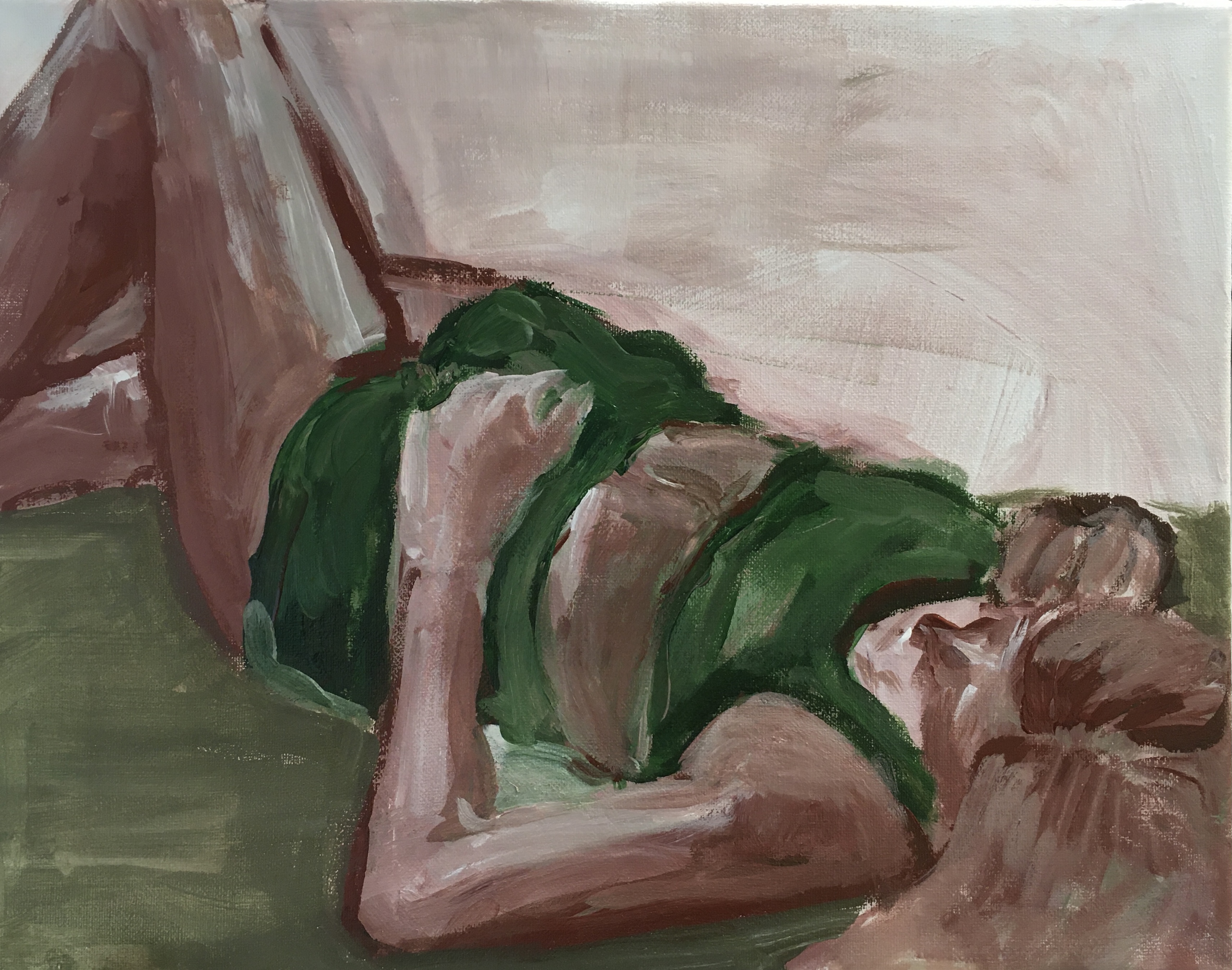 Resting Figure Sketch, acrylic paint on canvas sheet, 2020