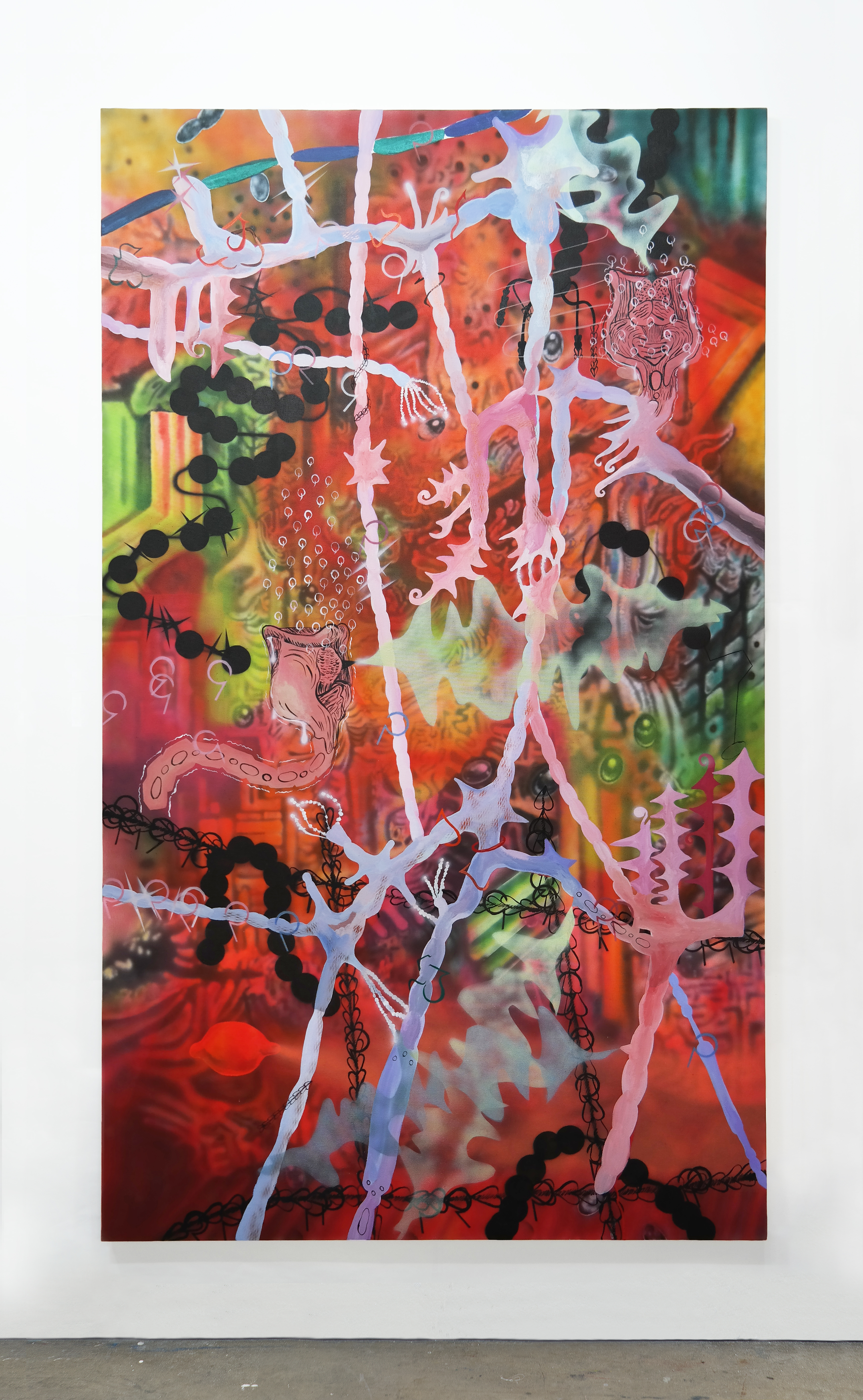   Red  Migration, 2021, acrylic on canvas, 76 x 44 IN