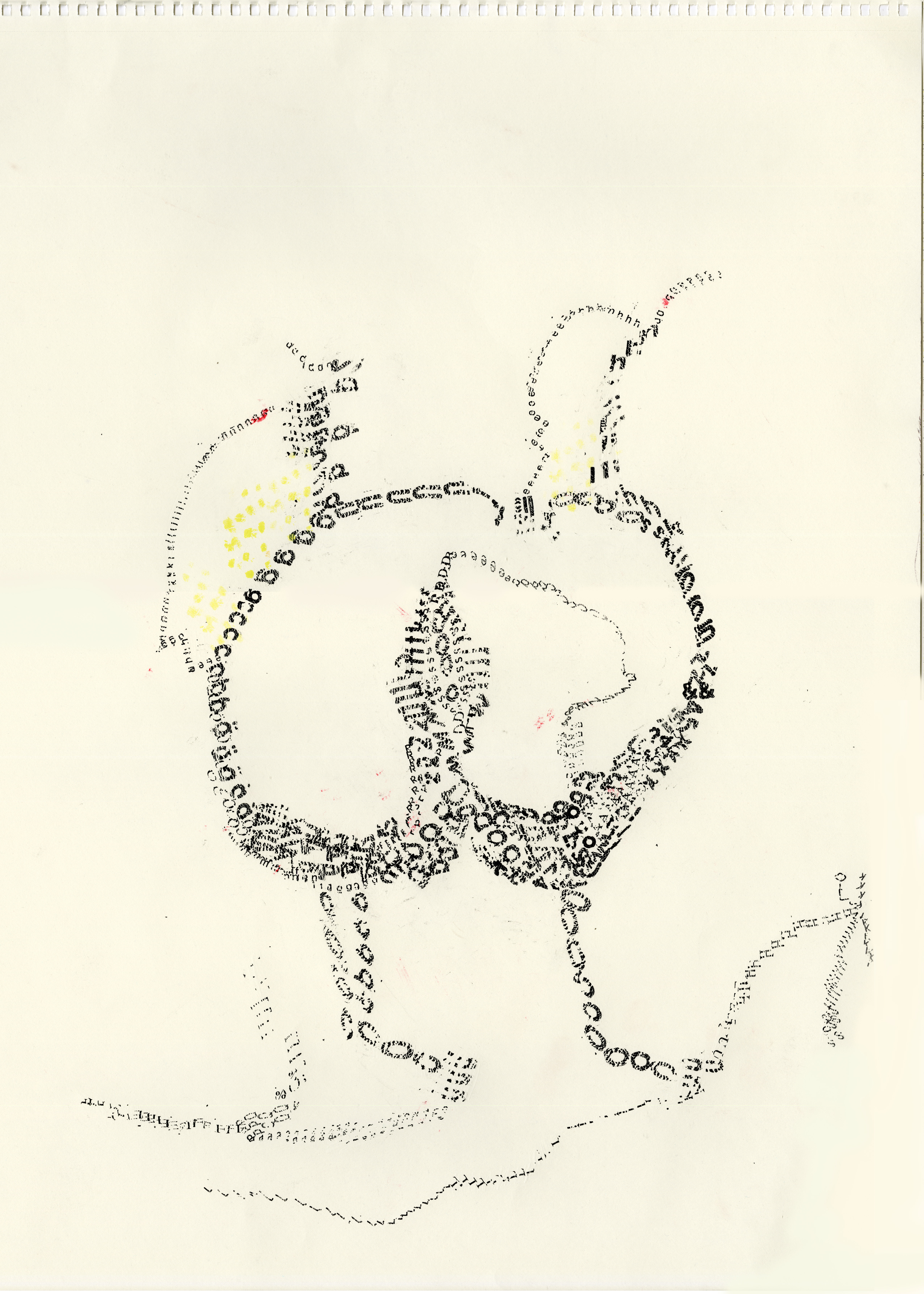 "Stiff Hugger", 2024, Press on Vinyl Letters on Paper 18” x 24”