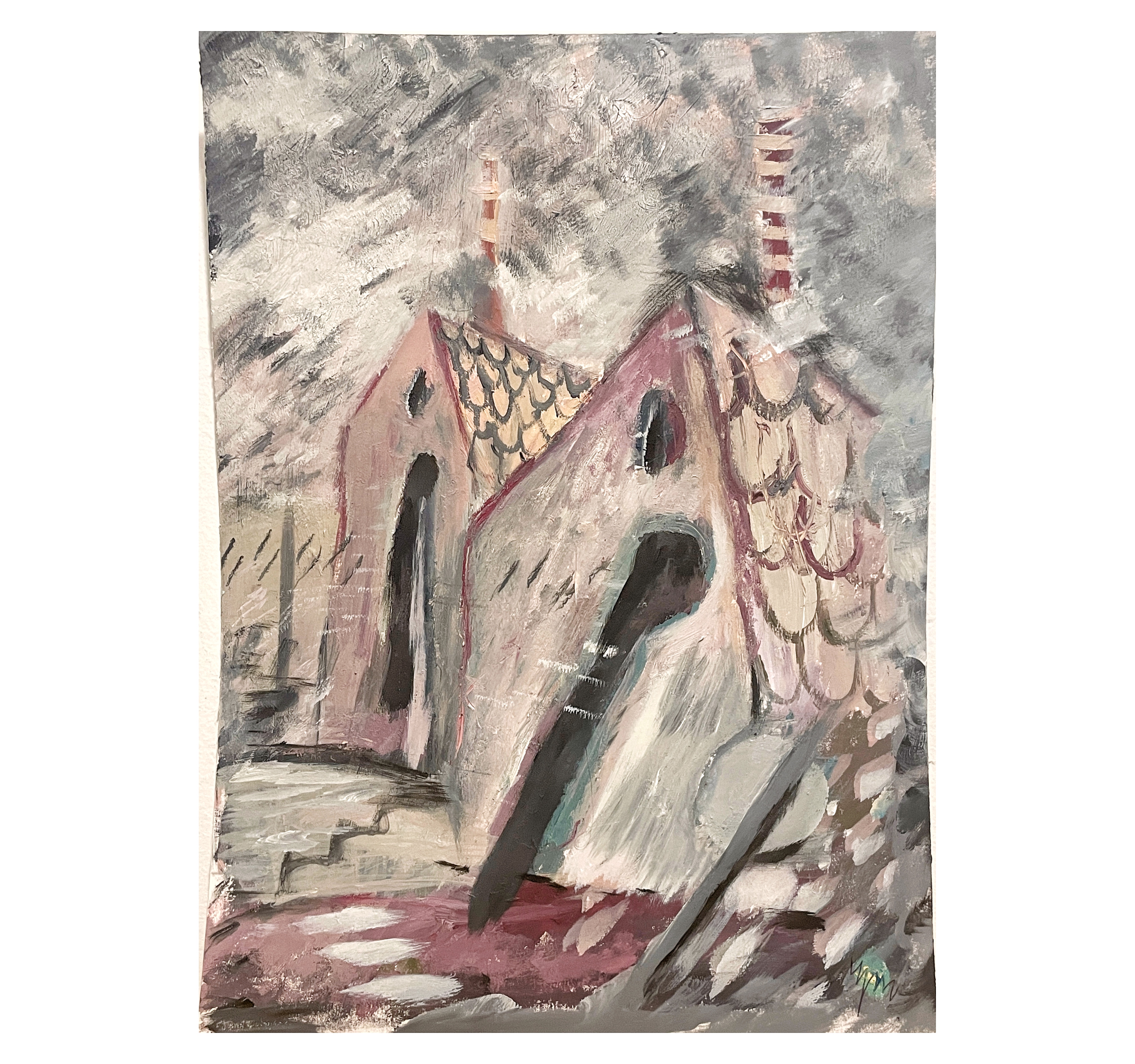 'telhas que me abrigam do céu nortenho', acrylic on paper, 2024