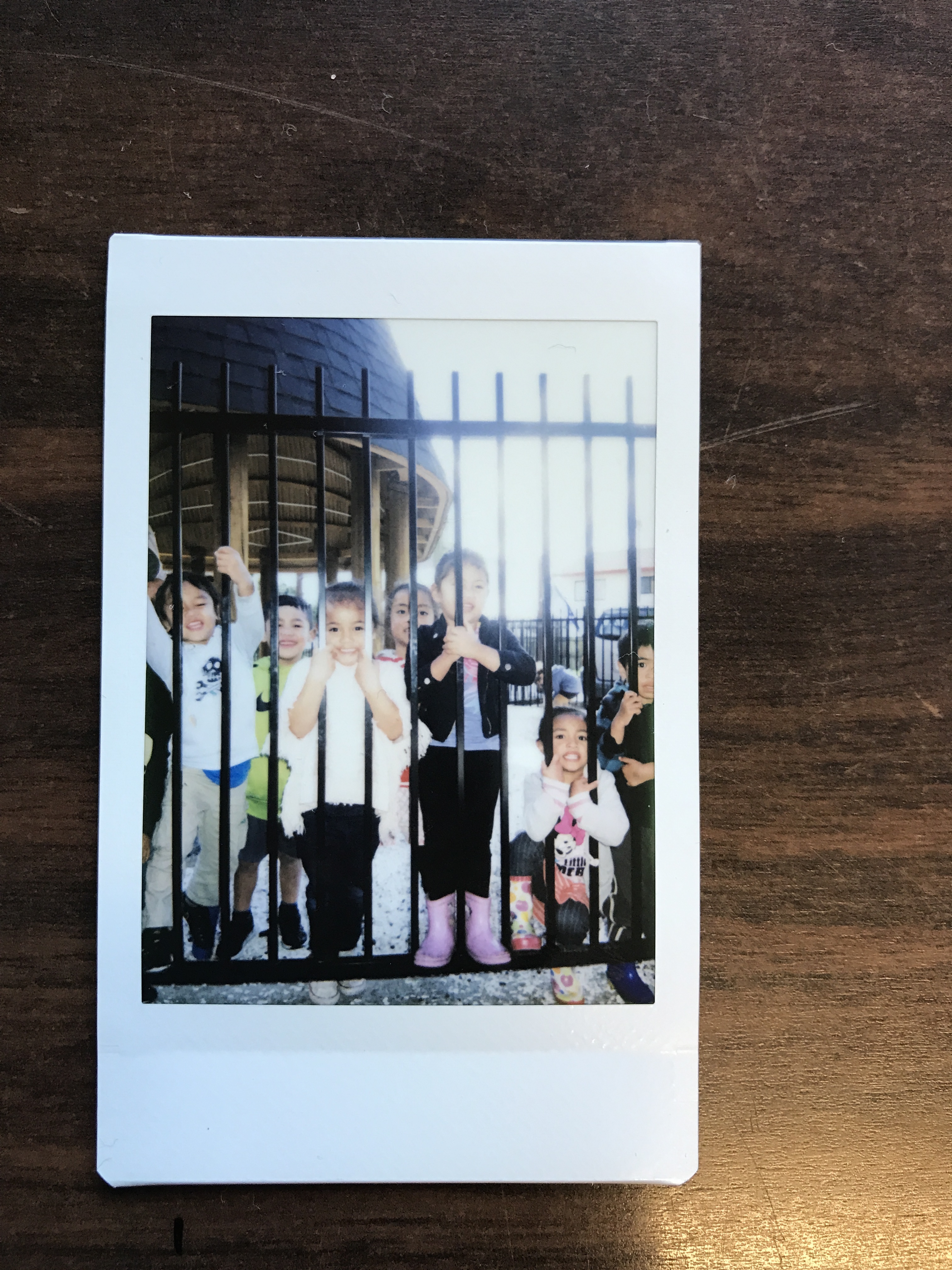 Instax polaroid of kids at Aoga Amata (Samoan Pre-school)