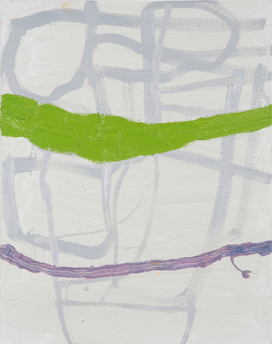 Green Horizon, 2011, oil on canvas with crystallina, 20x16in