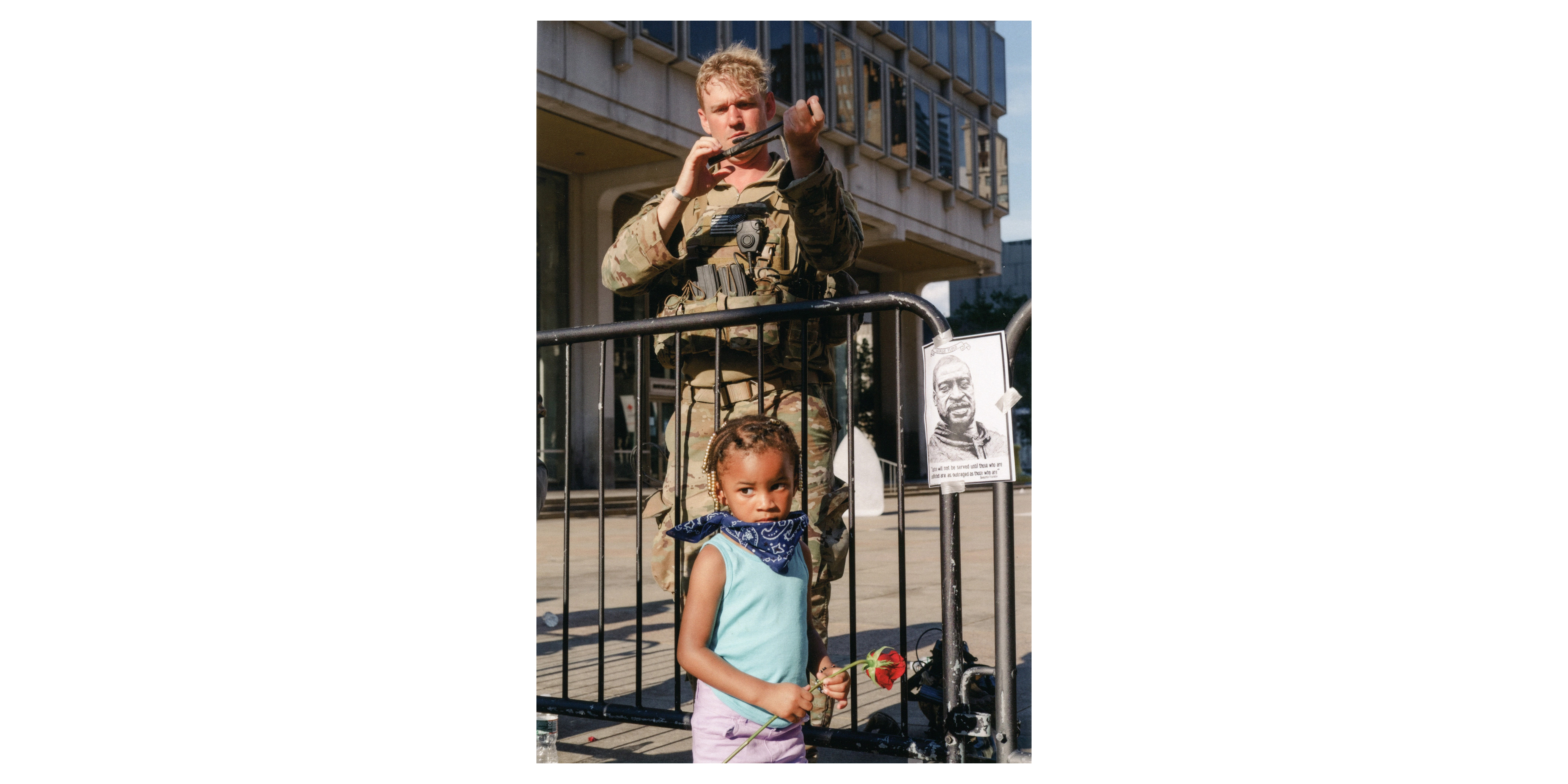 Soldier and girl with a rose, Philadelphia, 2020