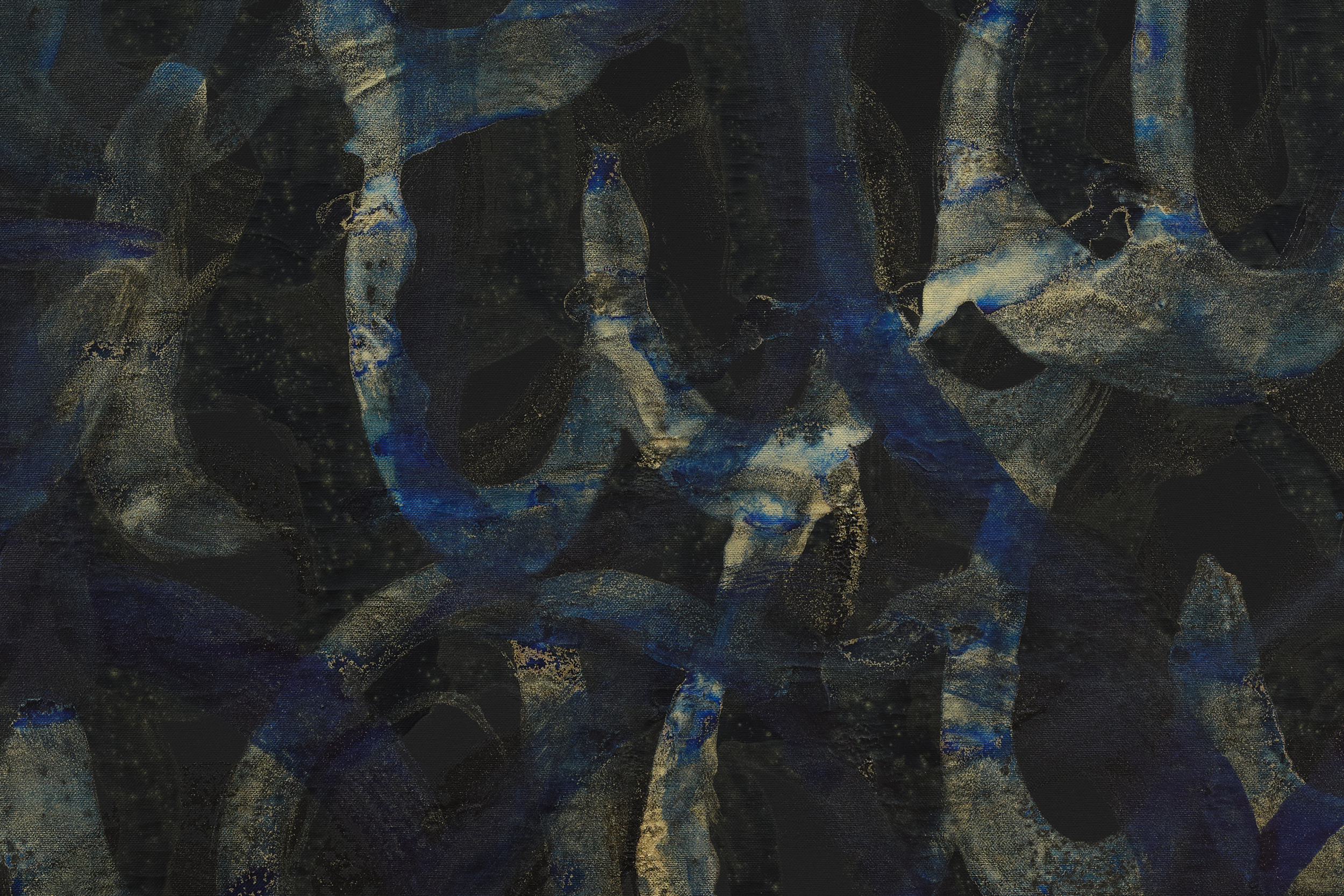 donna Kukama, We are reminded, in the most brutal way, that we are connected (2025) | Acrylic, graphite, uprisings, ink and glitter on canvas, 200.5 x 100.5 x 6.5 cm (detail)
