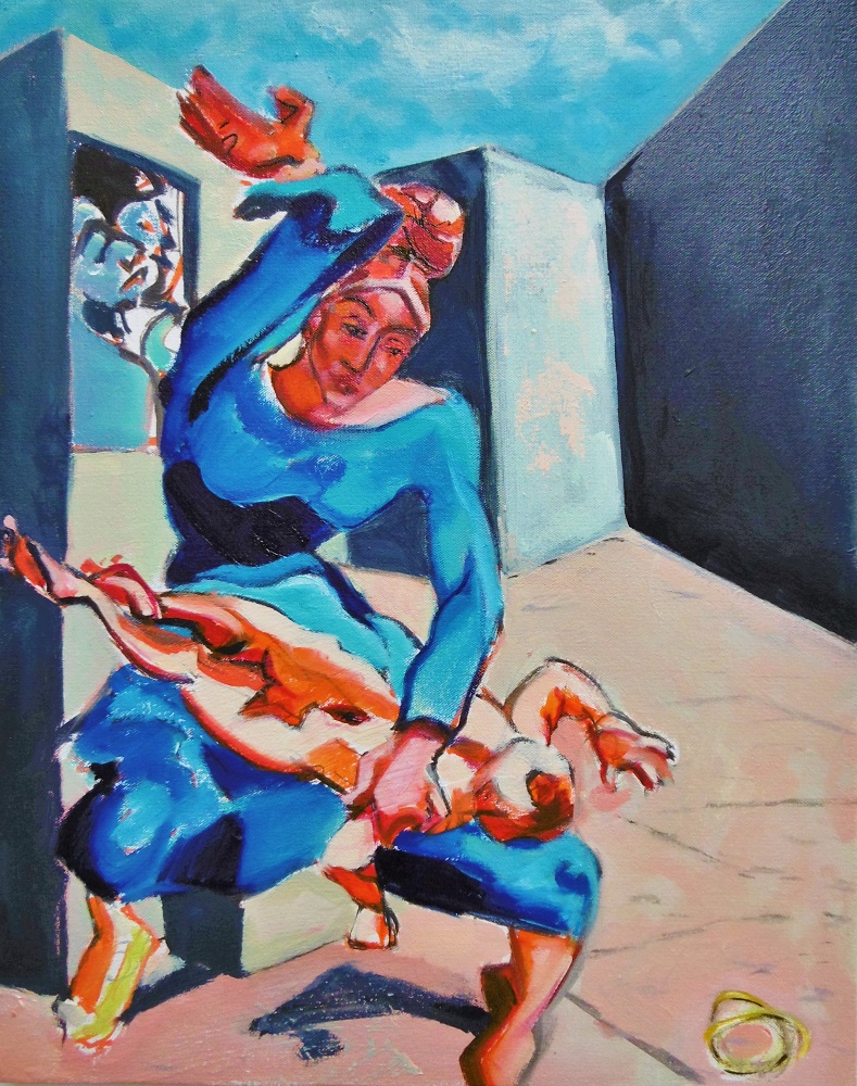 After Max Ernst, oil on canvas, 50 x 40cm, £250