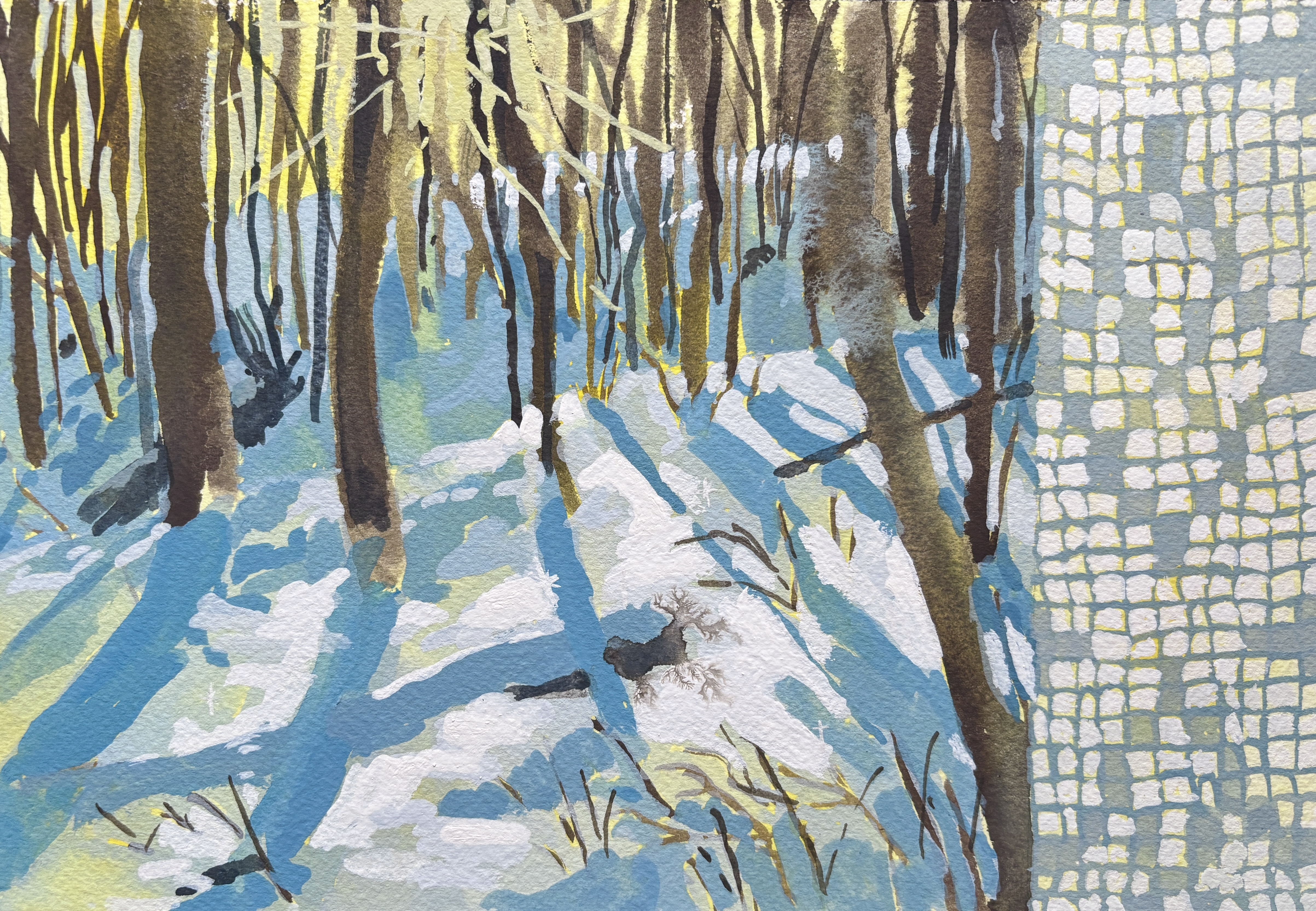 winter scene 2, gouache, 2024
