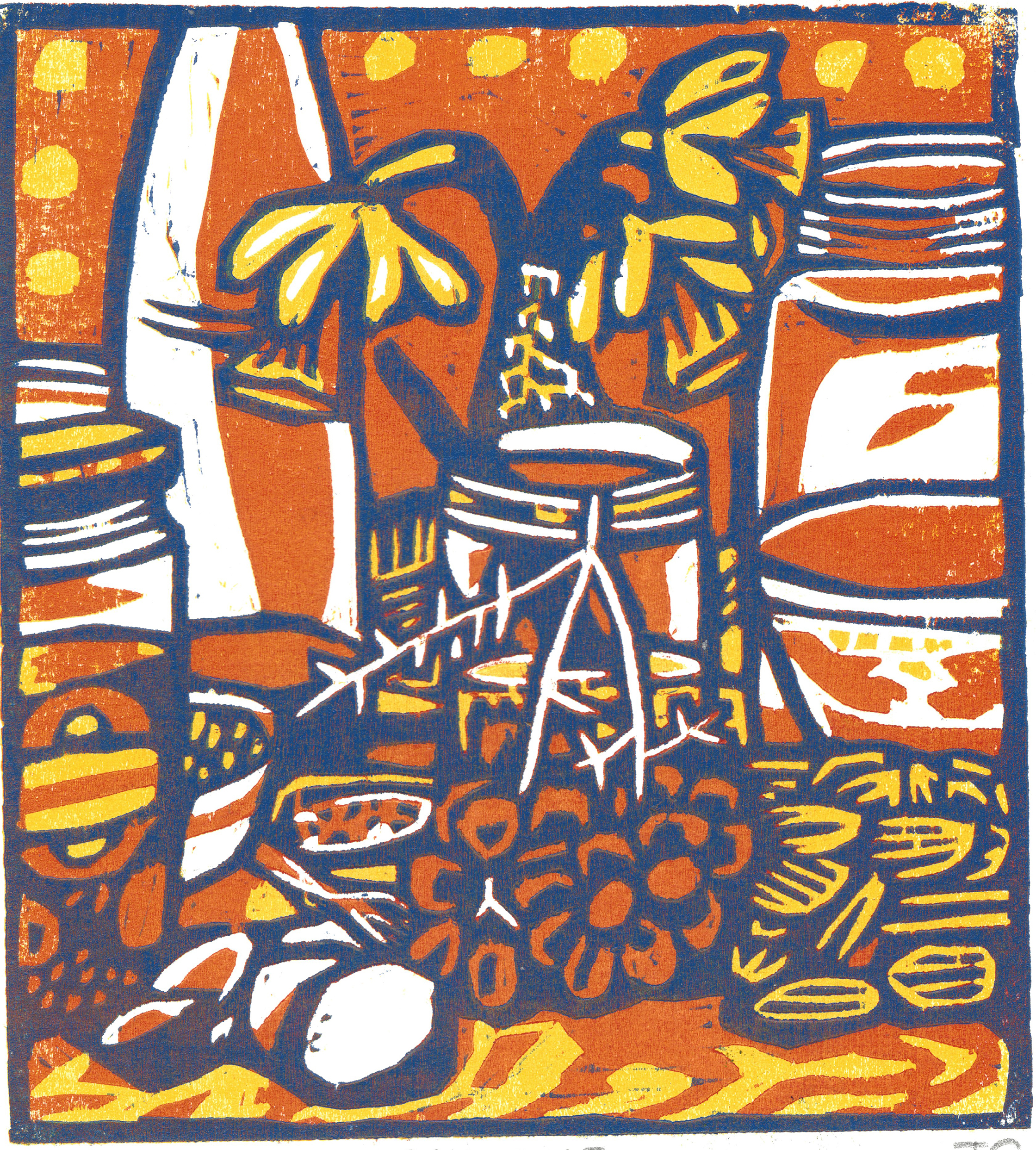 Charcuterie, three-layer reduction woodcut