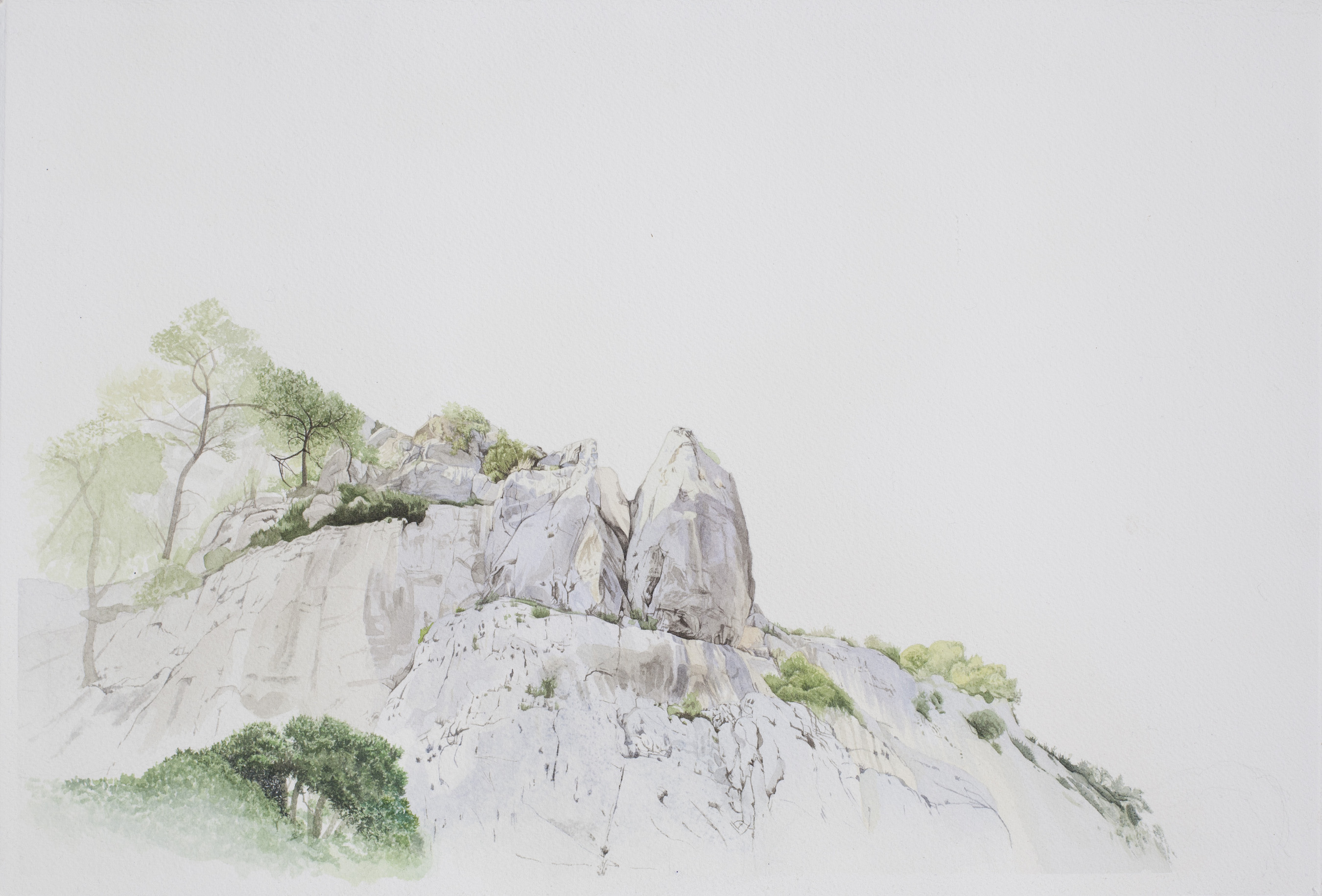 Collias (aquarelle, 38x56cm, printemps-été 2025)