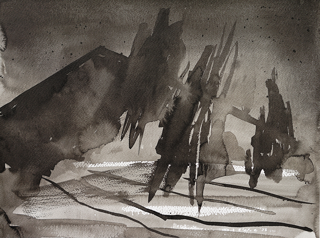 study for small garden. 29x39,5cm / 11.5x15.5in. ink on paper. 2018
