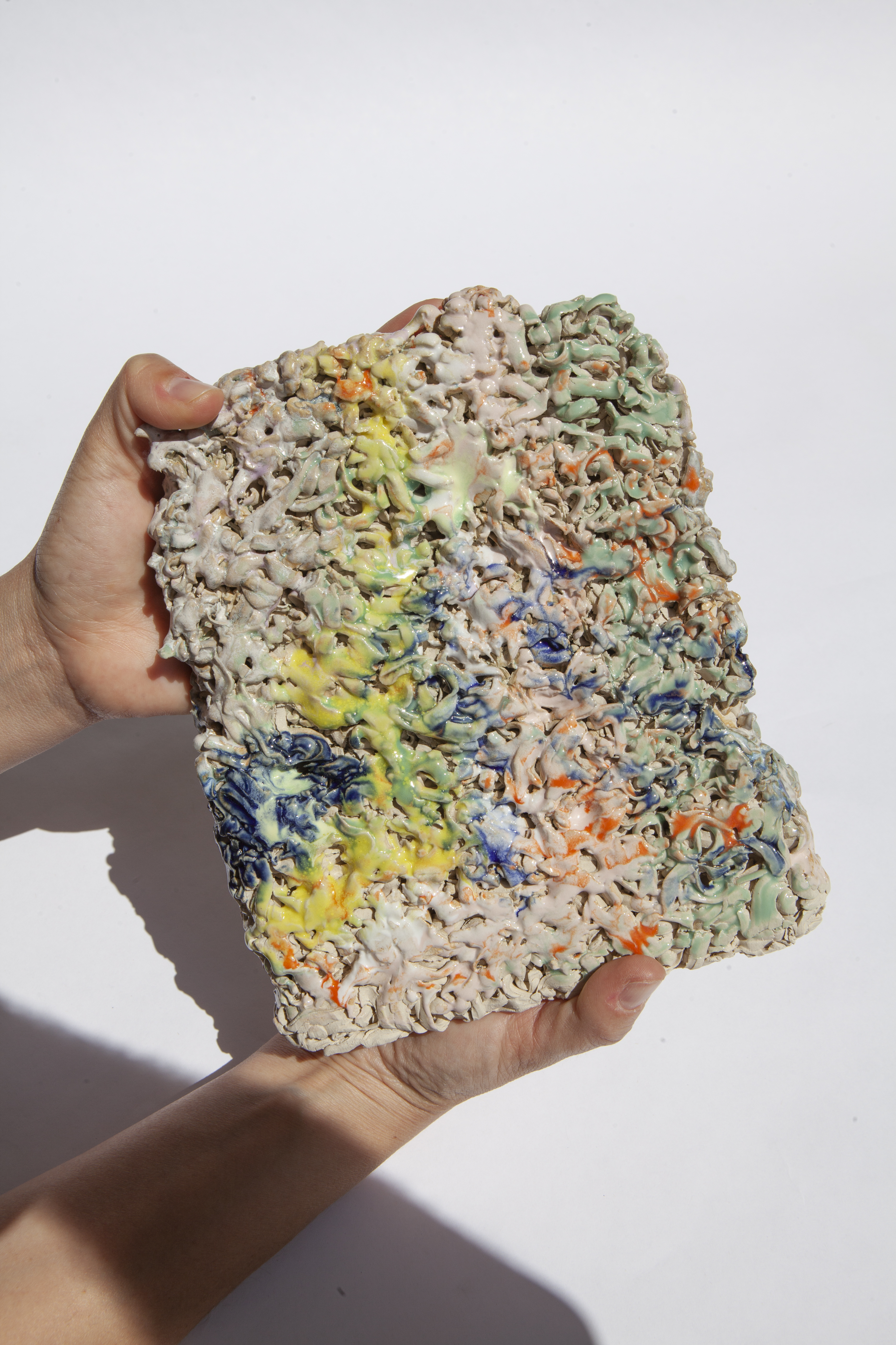 Grated Square (Flat series) Paperclay, 20x20x5cm, 2021