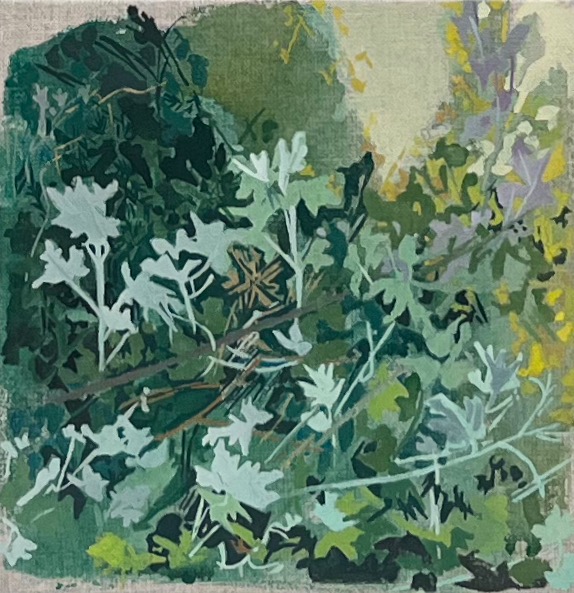 Muted Thicket, Walthamstow Marsh (2023), gouache on linen board