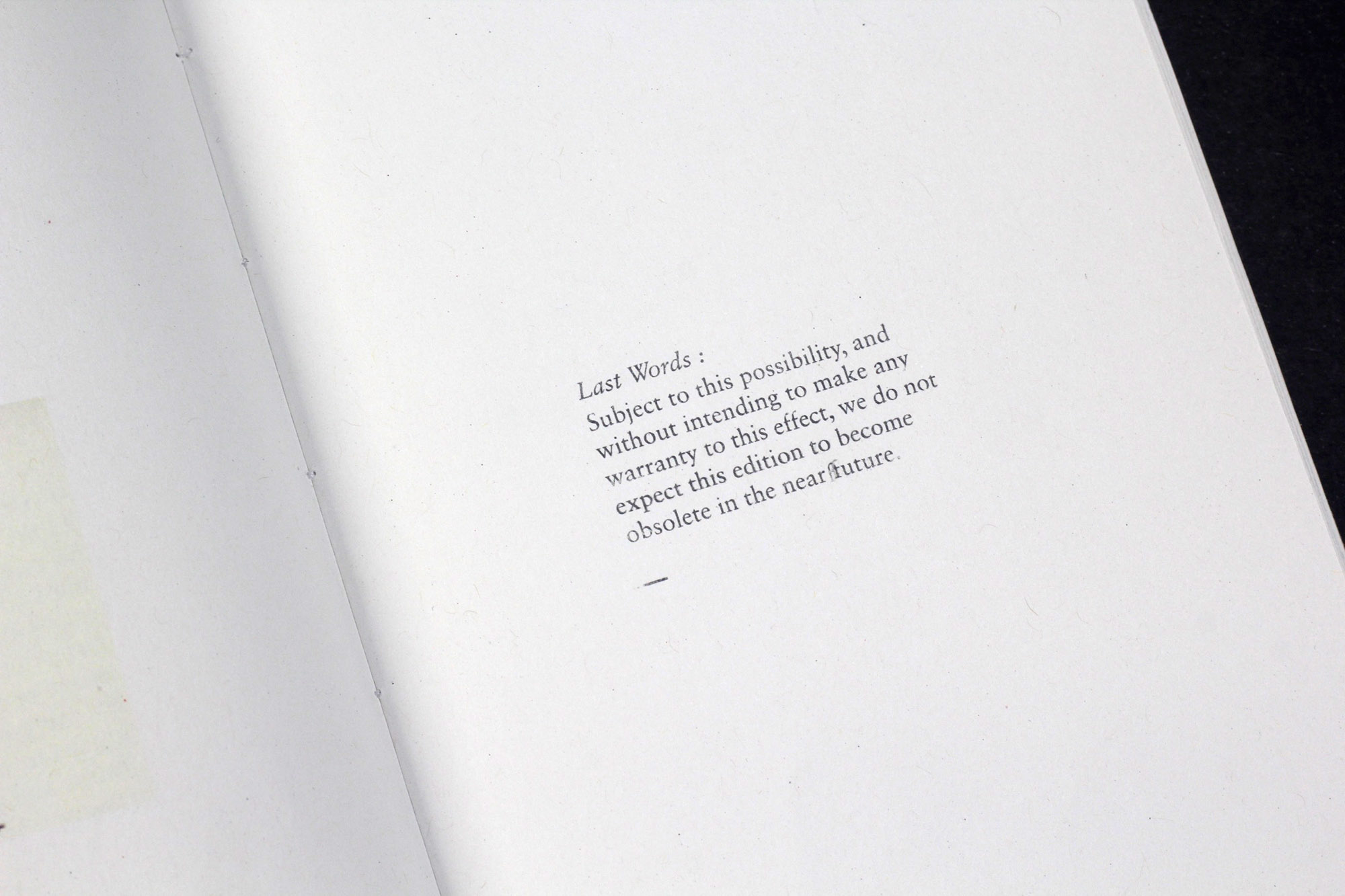 ︎︎︎ Final words of a discarded book [taken from their last sentence].