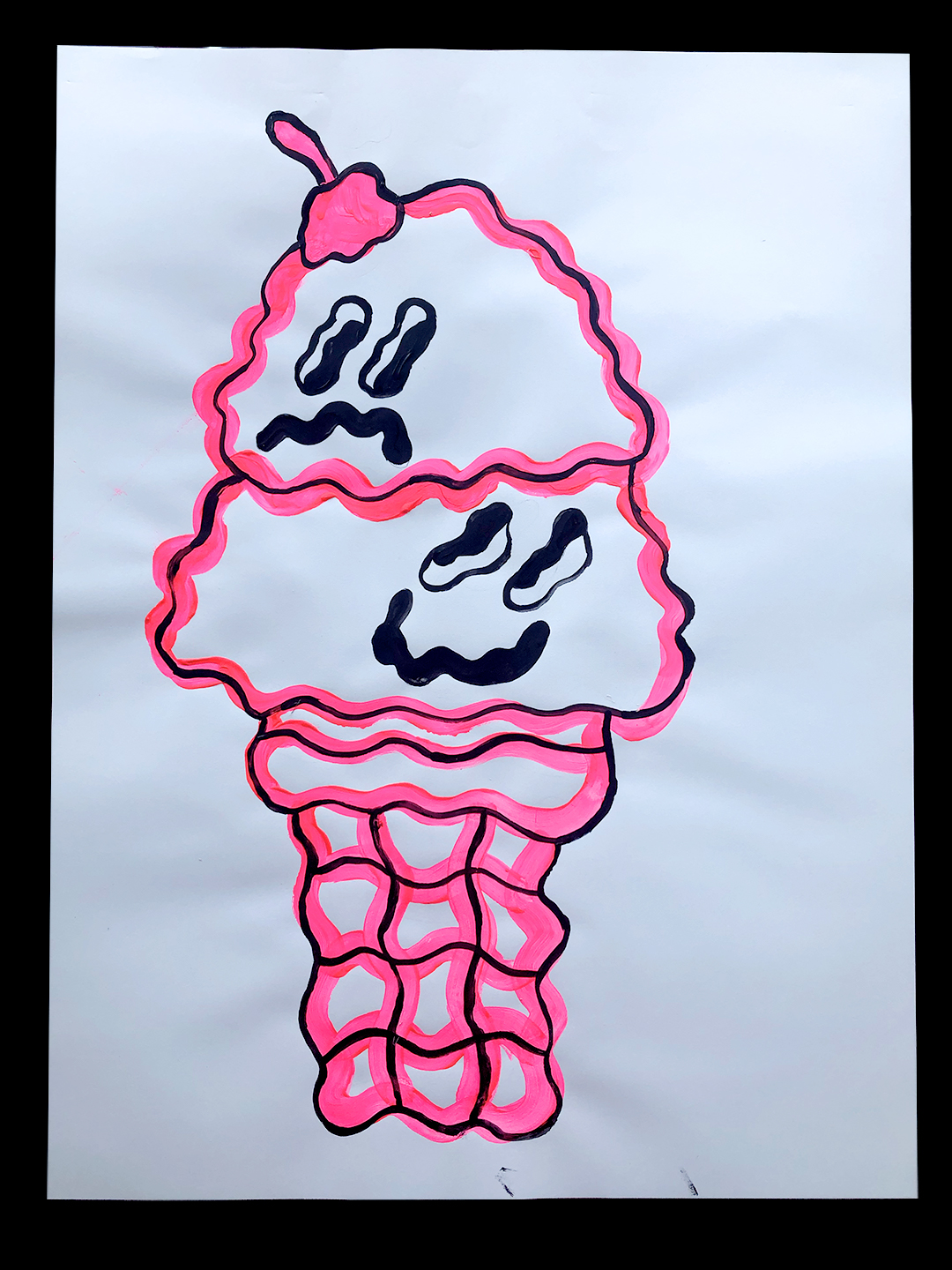 Two Scoop Friend, 2020, ink & paint on paper, 18 x 24 in