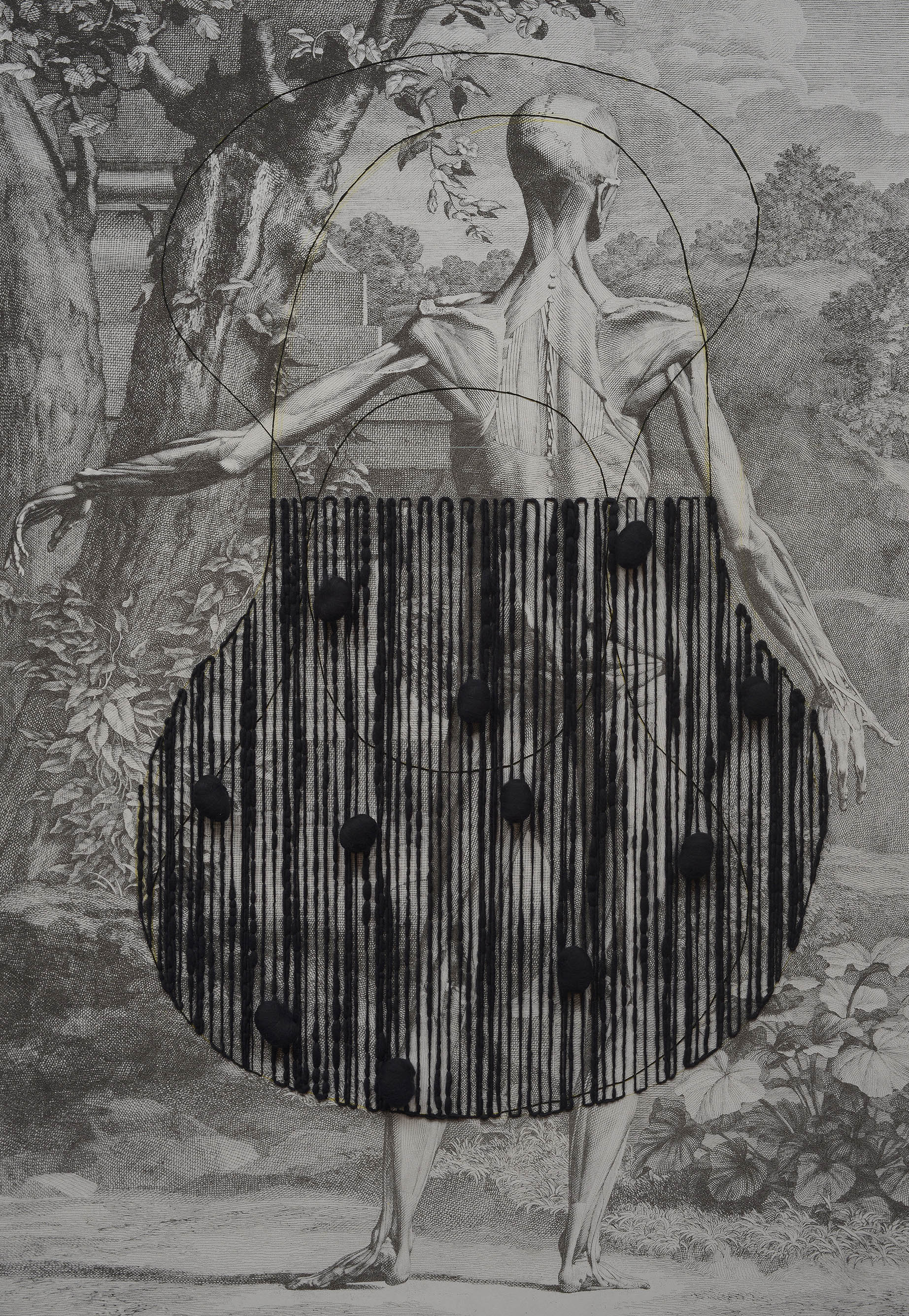 Sin título, 2022. Bordado sobre tela impresa. 130 x 90 cm