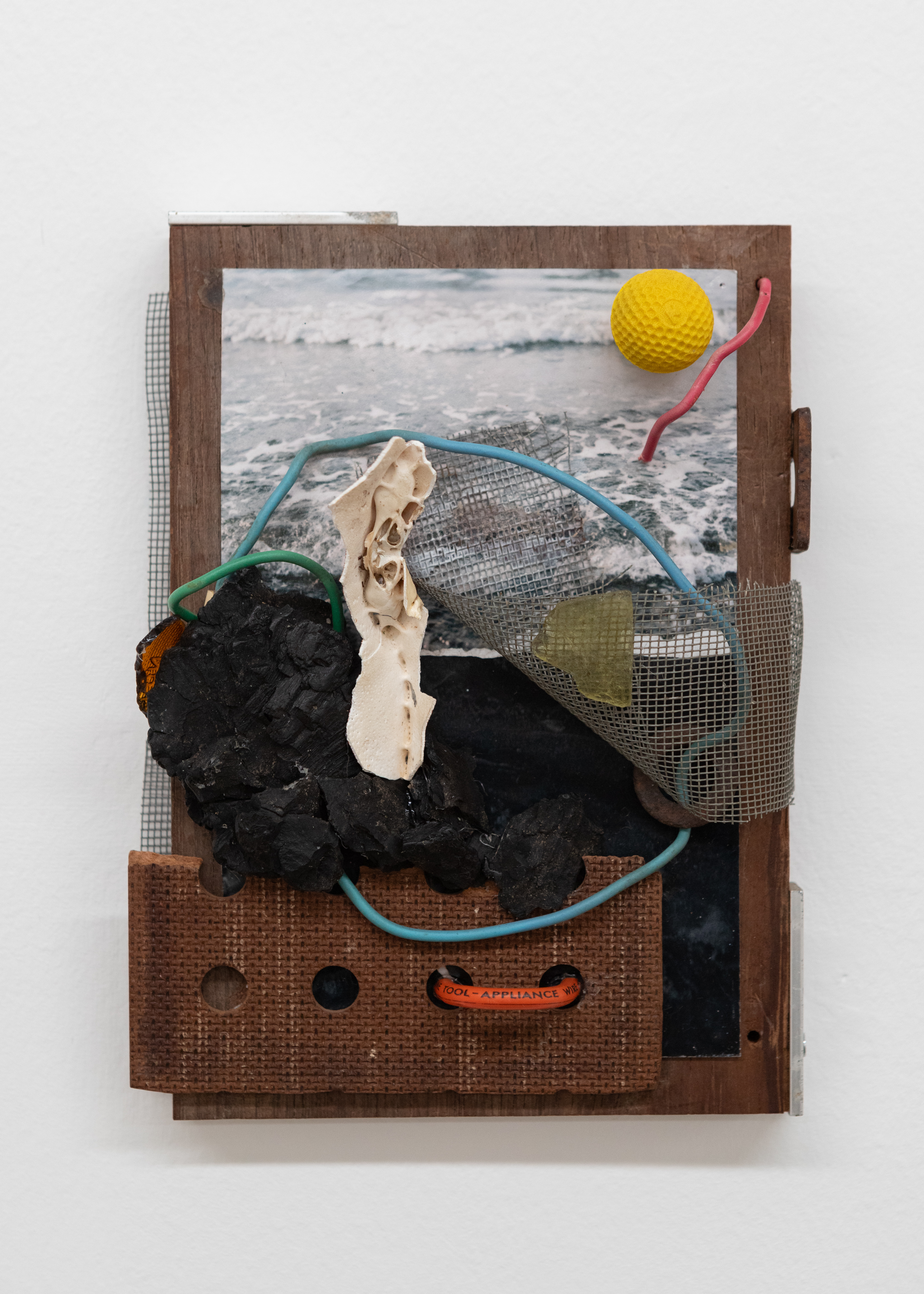 Backshore, 2025. Reclaimed wood and objects, 6 x 9 in.