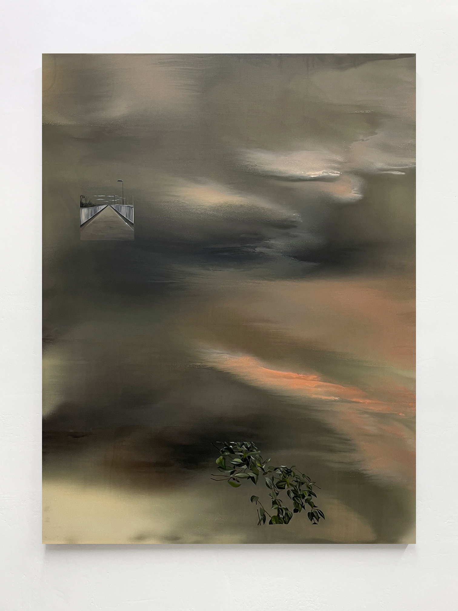 BridgeOil and acrylic on nylon, 125x95 cm, 2024