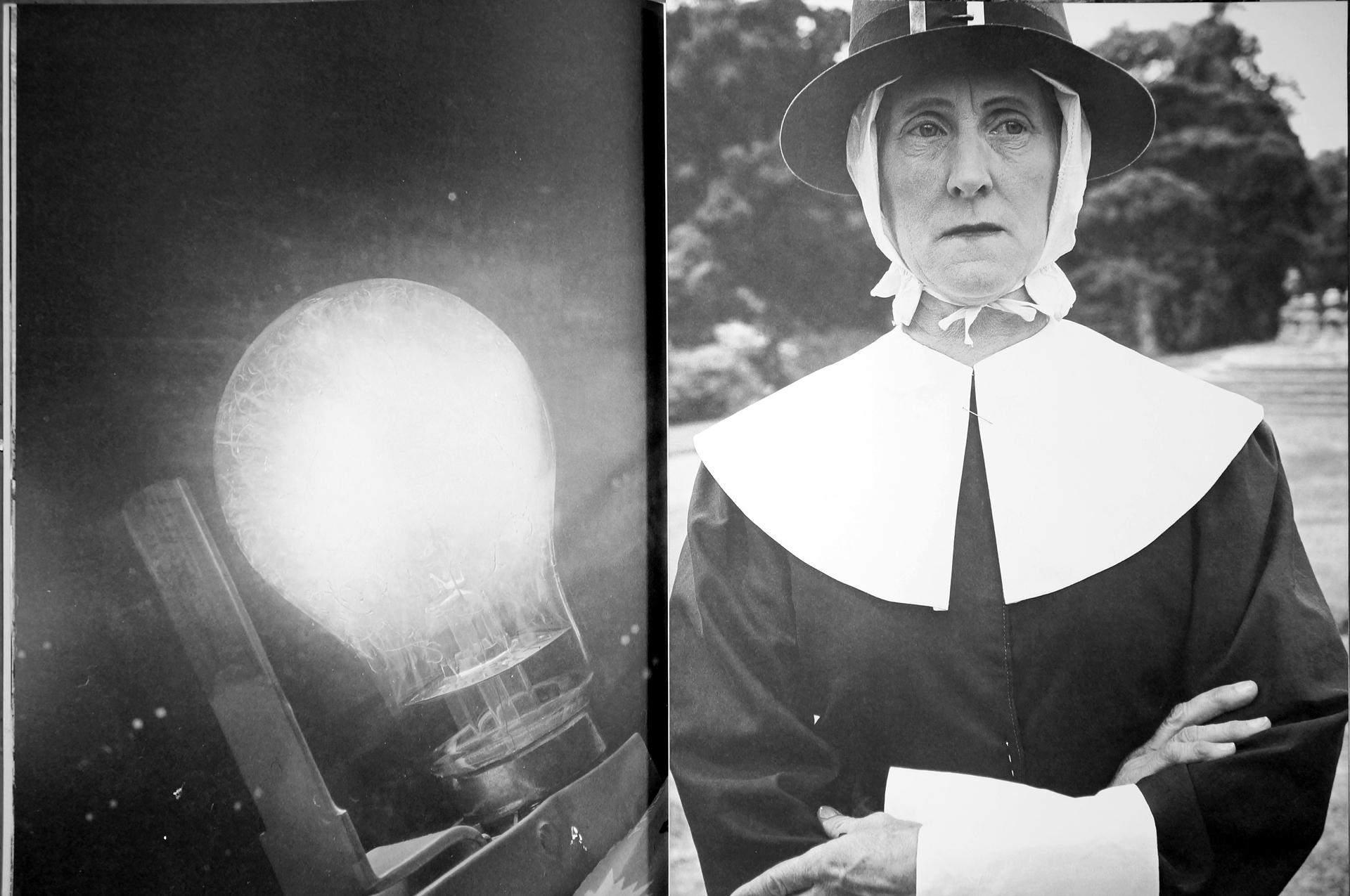 Heb Eiriau / Without Words, The Photographs of Geoff Charles,  Page 10 & 11 – Flashbulb, 1949 & Women’s Institute Folk Festival, Margam Park, 1951. A 24 page bespoke publication IBSN978-186225-095-6.