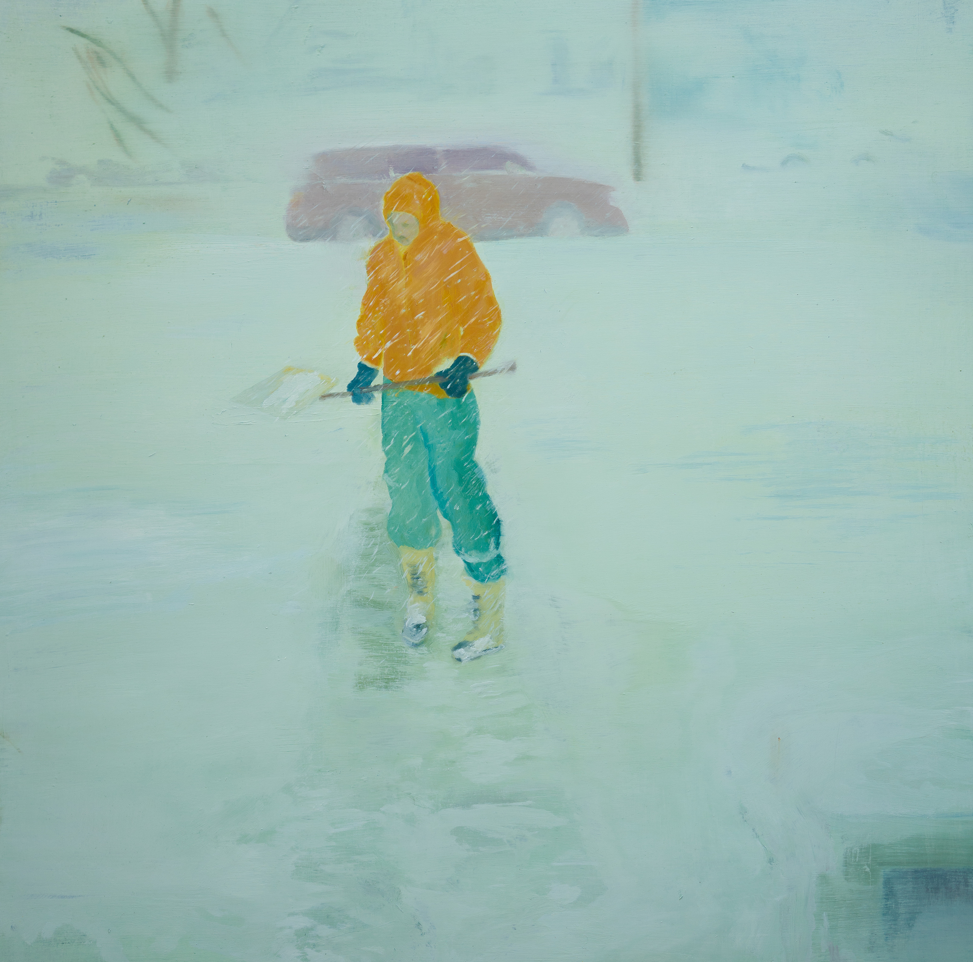 "Third Winter", Oil and Wax on Wood Panel, 30x 30"