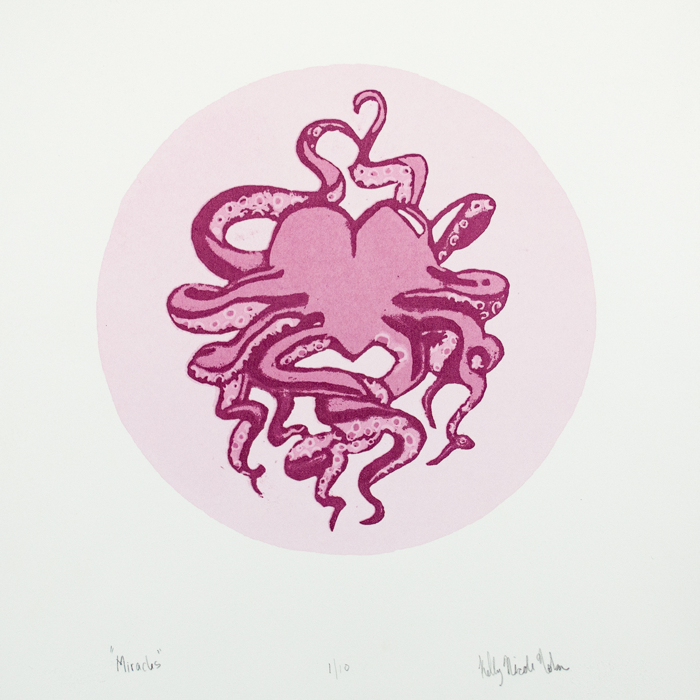 Miracles Monochromatic1-Color screenprint. Inspired by the album Red Octopus by Jefferson Starship.Size: 9.75 x 10.25 inches 