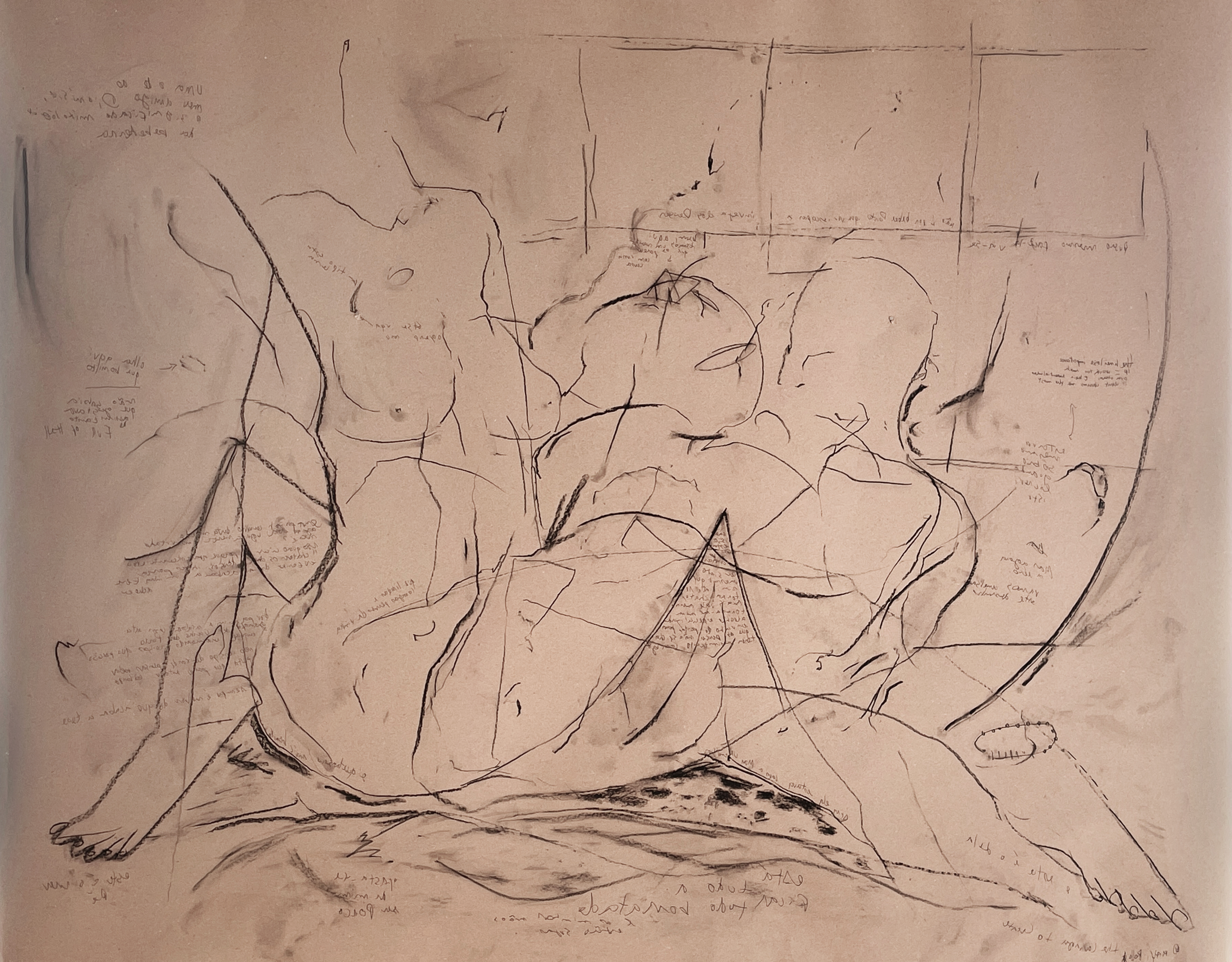 'connunctio', 2023, charcoal and pen on paper